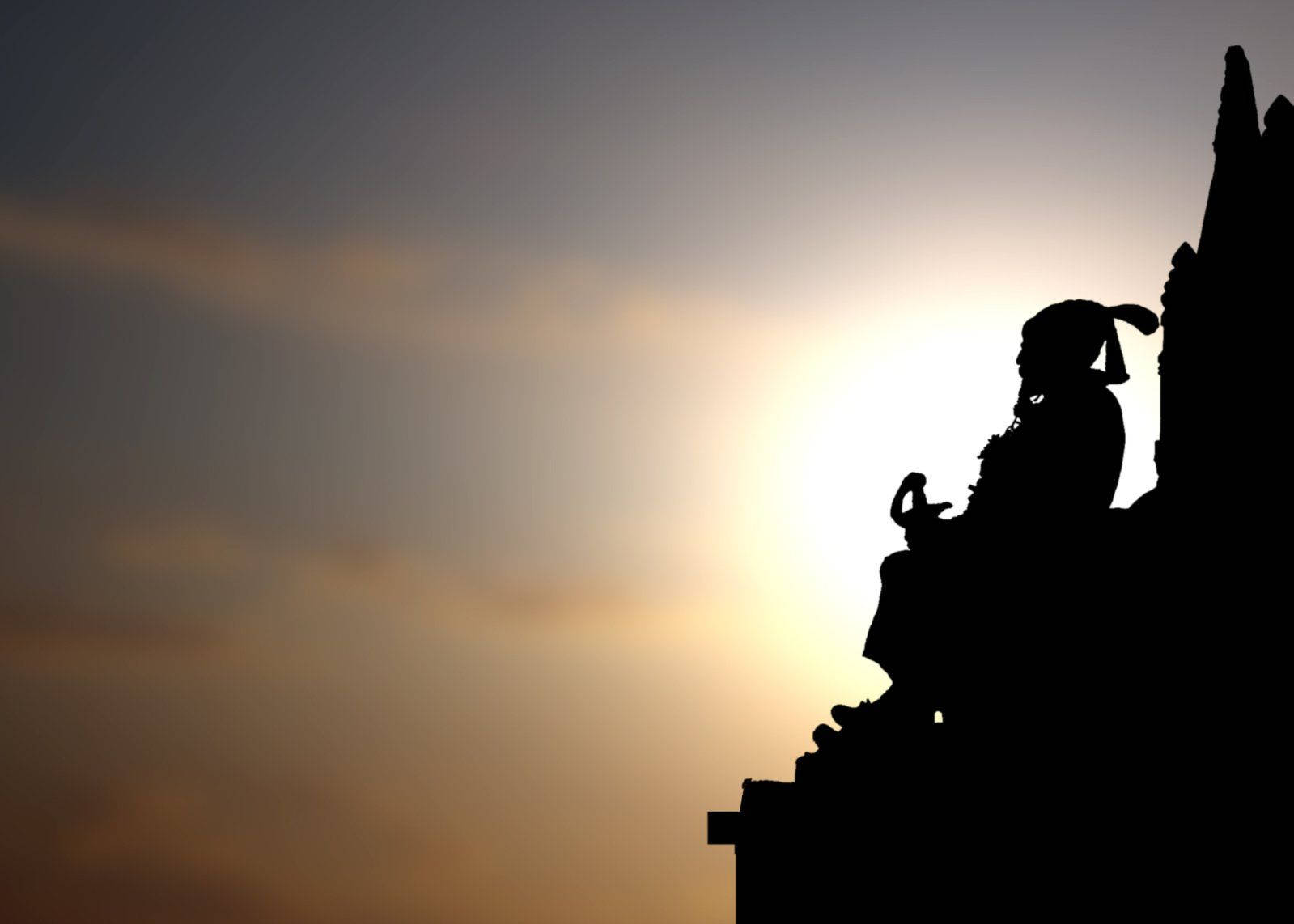 Shivaji Maharaj, throne silhouette, temple statue, HD Desktop Wallpaper
