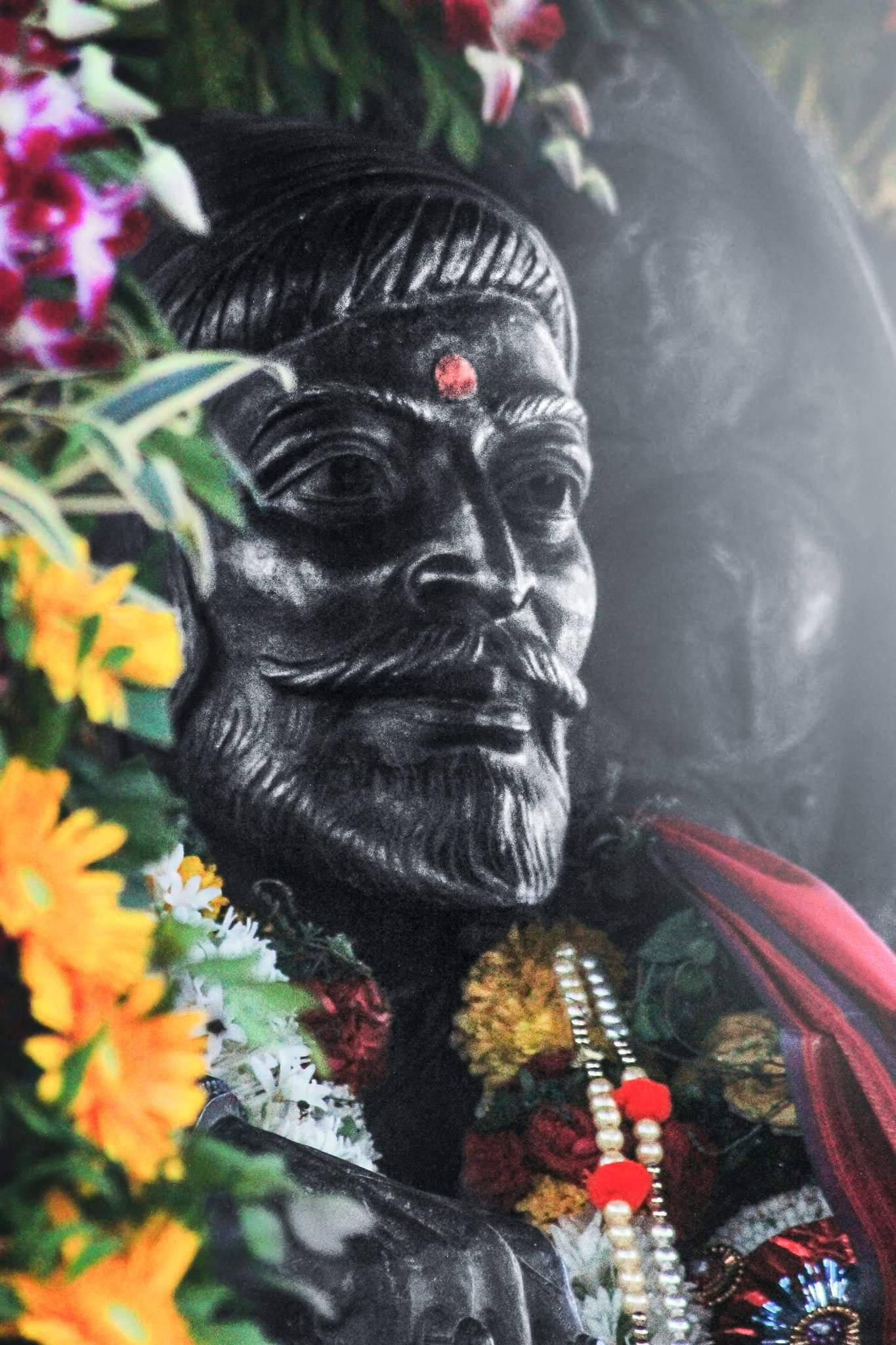 Shivaji Maharaj, dark stone statue, bearded man, Full HD Phone Wallpaper