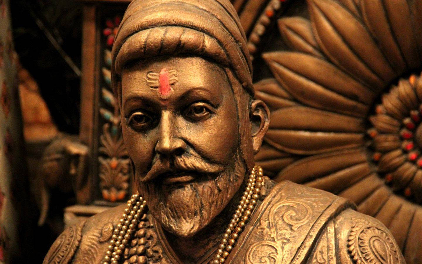 Shivaji Maharaj, gold statue, bearded man, HD Desktop Wallpaper