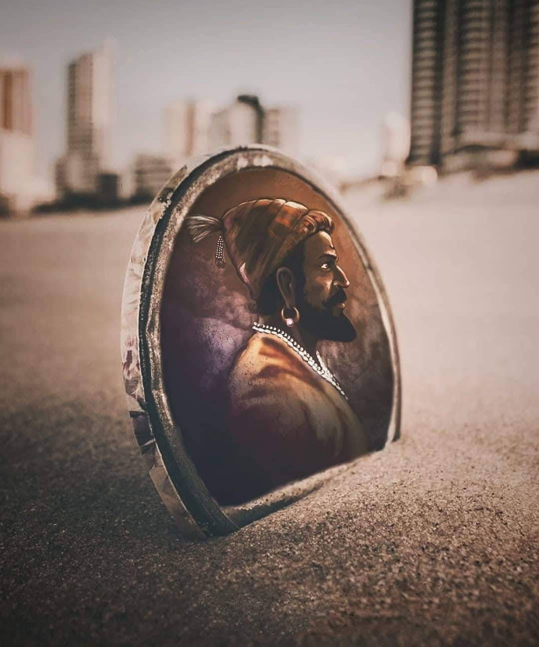 Shivaji Maharaj, round pendant, bearded man, HD Phone Wallpaper