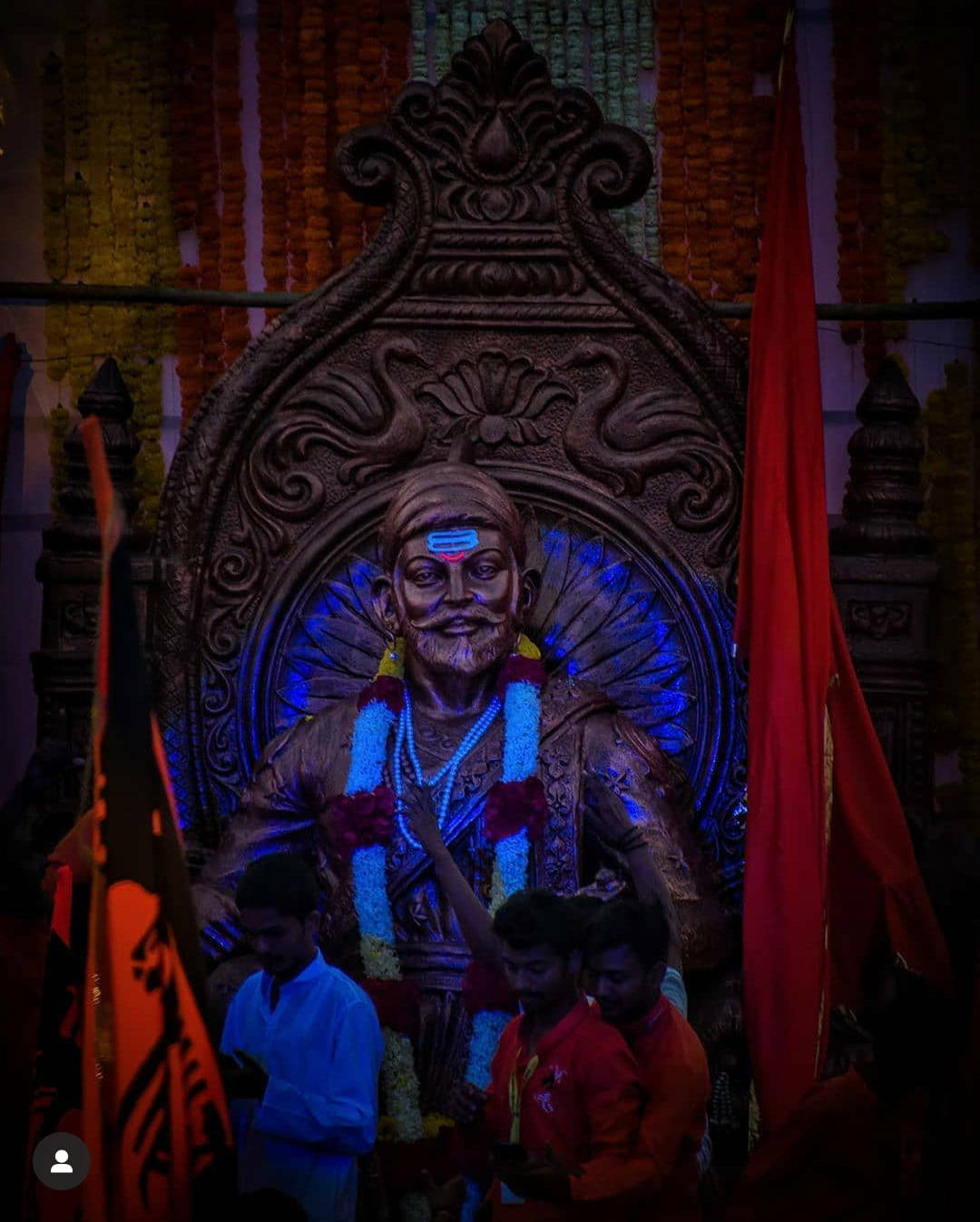 Shivaji Maharaj, blue lights, bearded deity, HD Phone Wallpaper