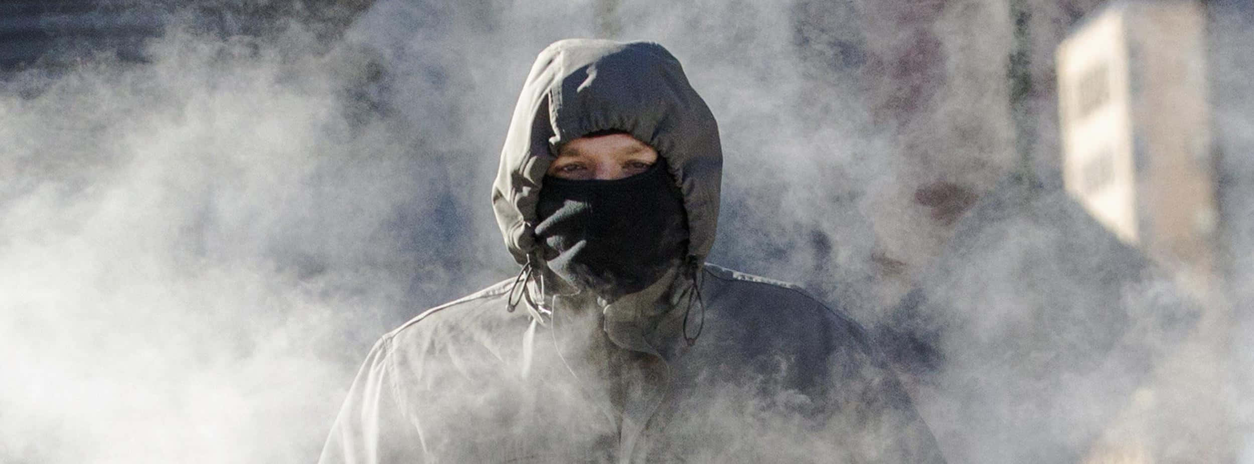 Shivering, hooded jacket, face mask, Full HD Desktop Wallpaper