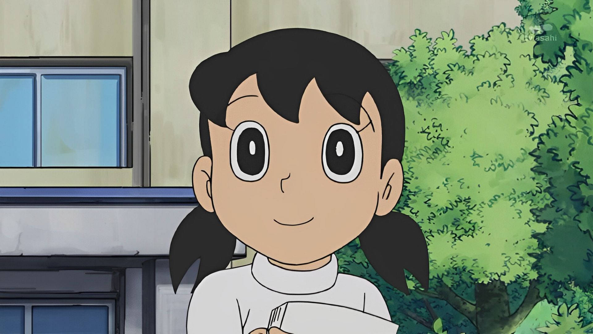 Shizuka Doraemon, turtleneck, pigtails, Full HD Desktop Wallpaper