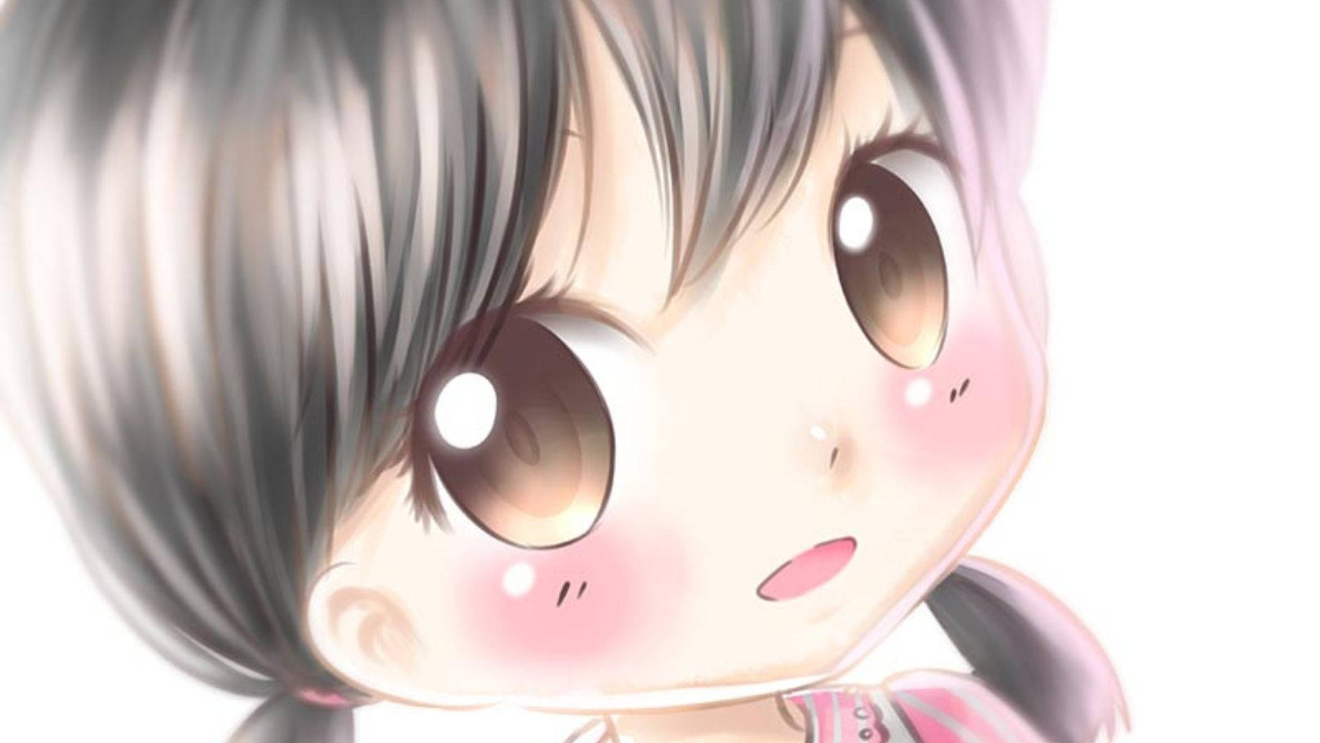 Shizuka Doraemon, chibi anime girl, big brown eyes, Full HD Desktop Wallpaper