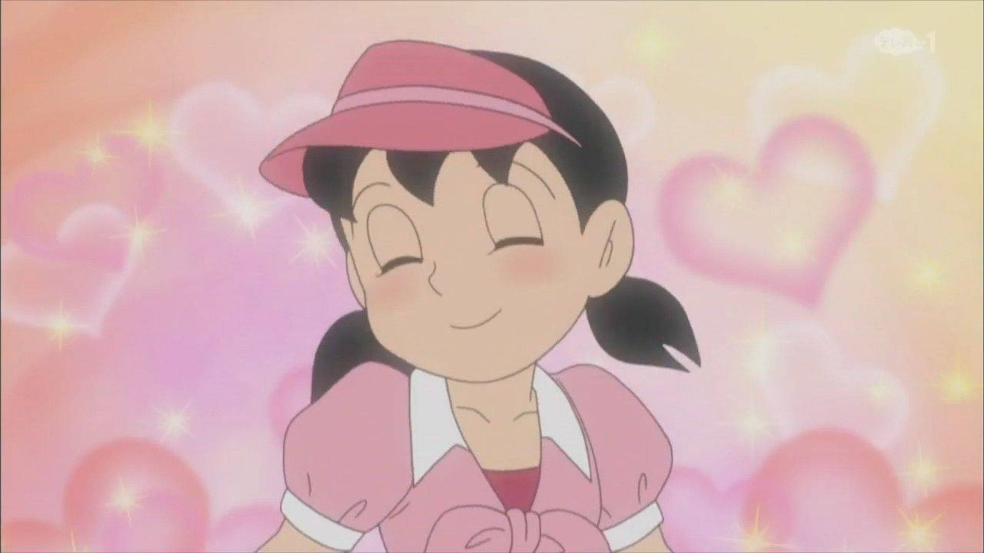 Shizuka Doraemon, pink outfit, hat, Full HD Desktop Wallpaper