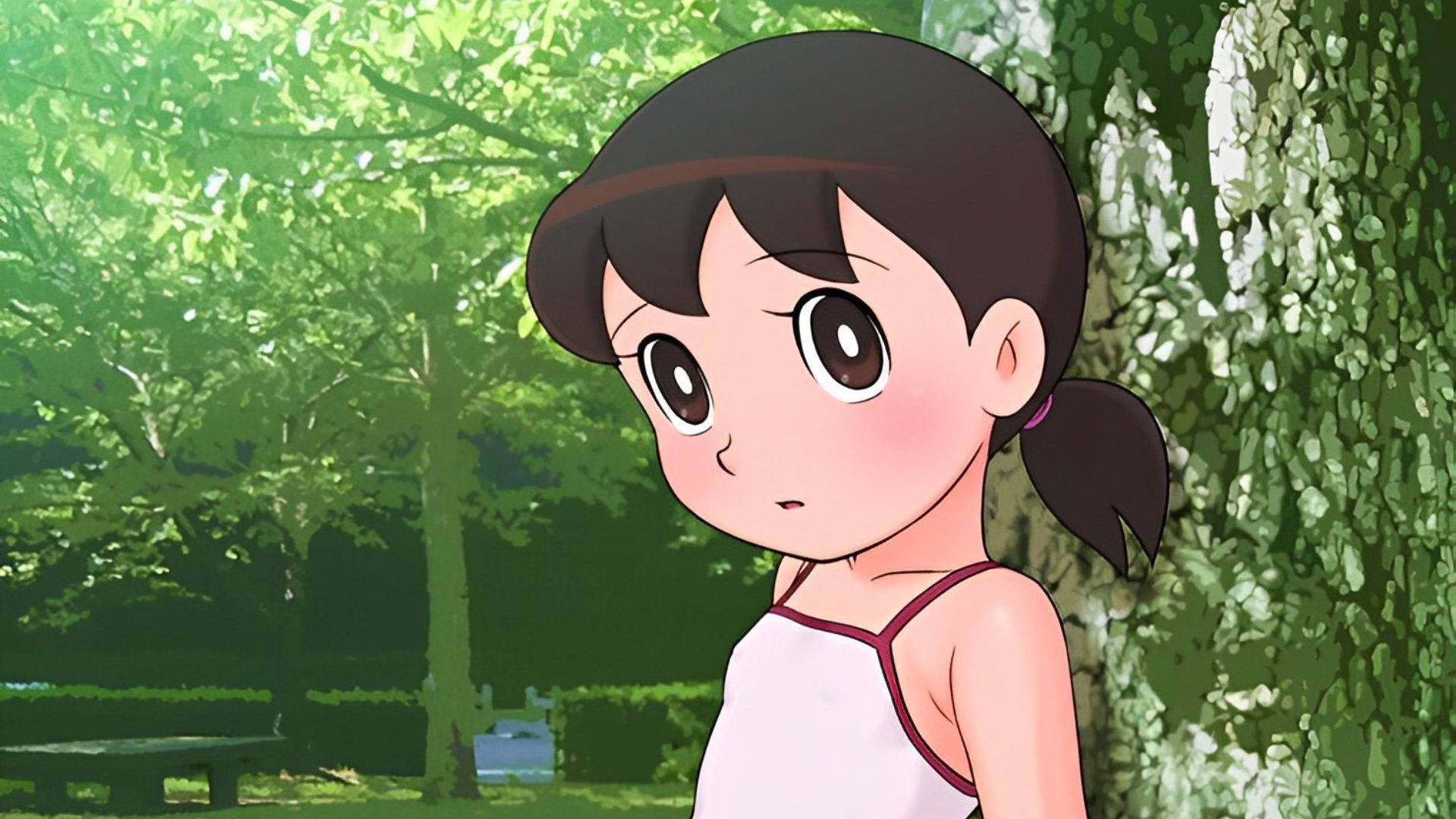 Shizuka Doraemon, dark hair, big eyes, Full HD Desktop Wallpaper