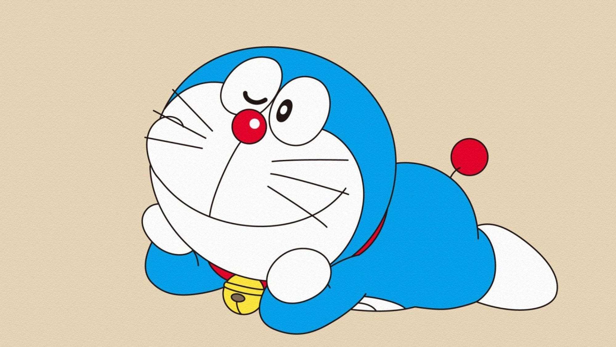 Doraemon, blue robotic cat, red nose, Full HD Desktop Wallpaper