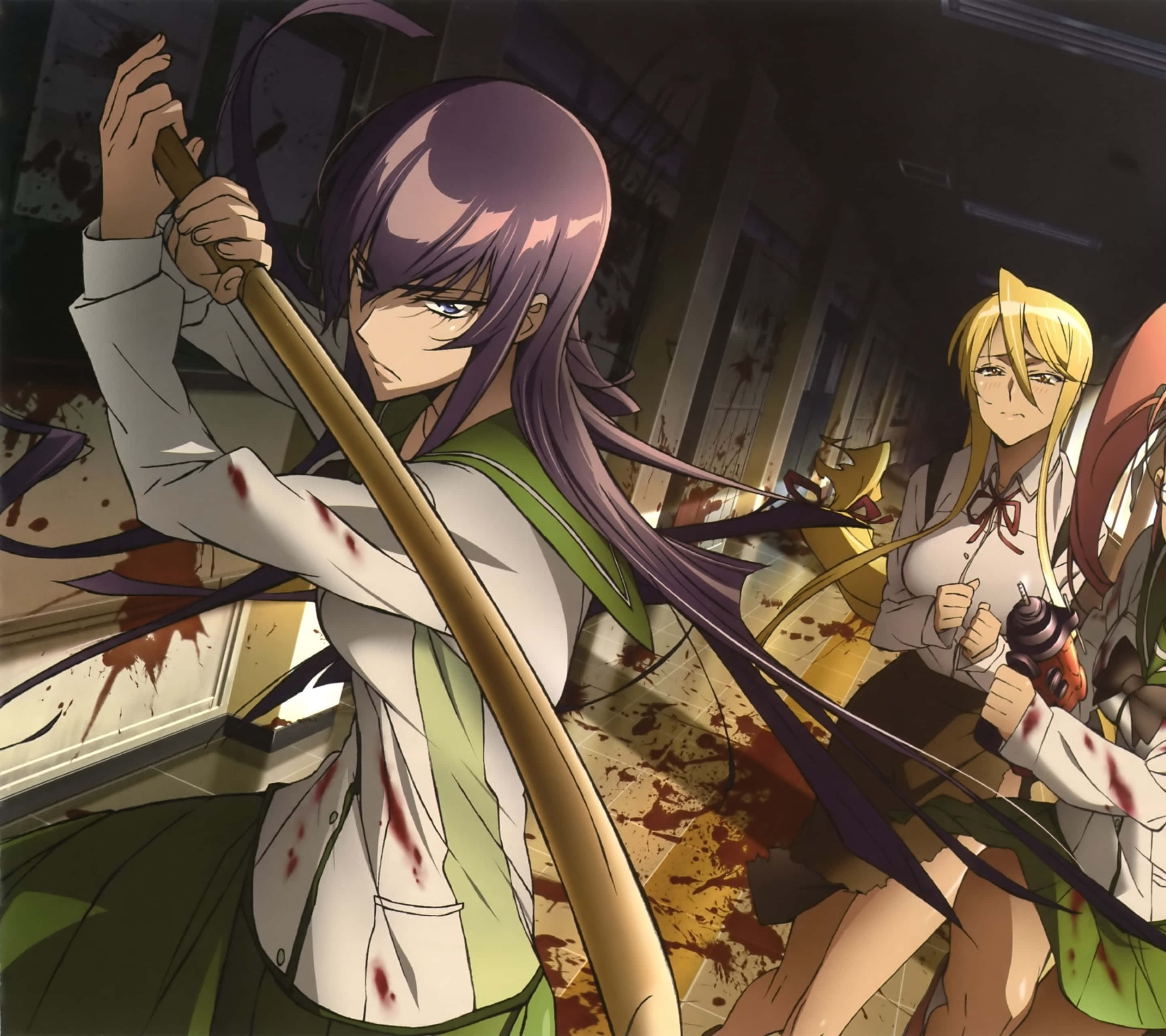 Shizuka Marikawa, school uniforms, baseball bat, 2K Desktop Wallpaper