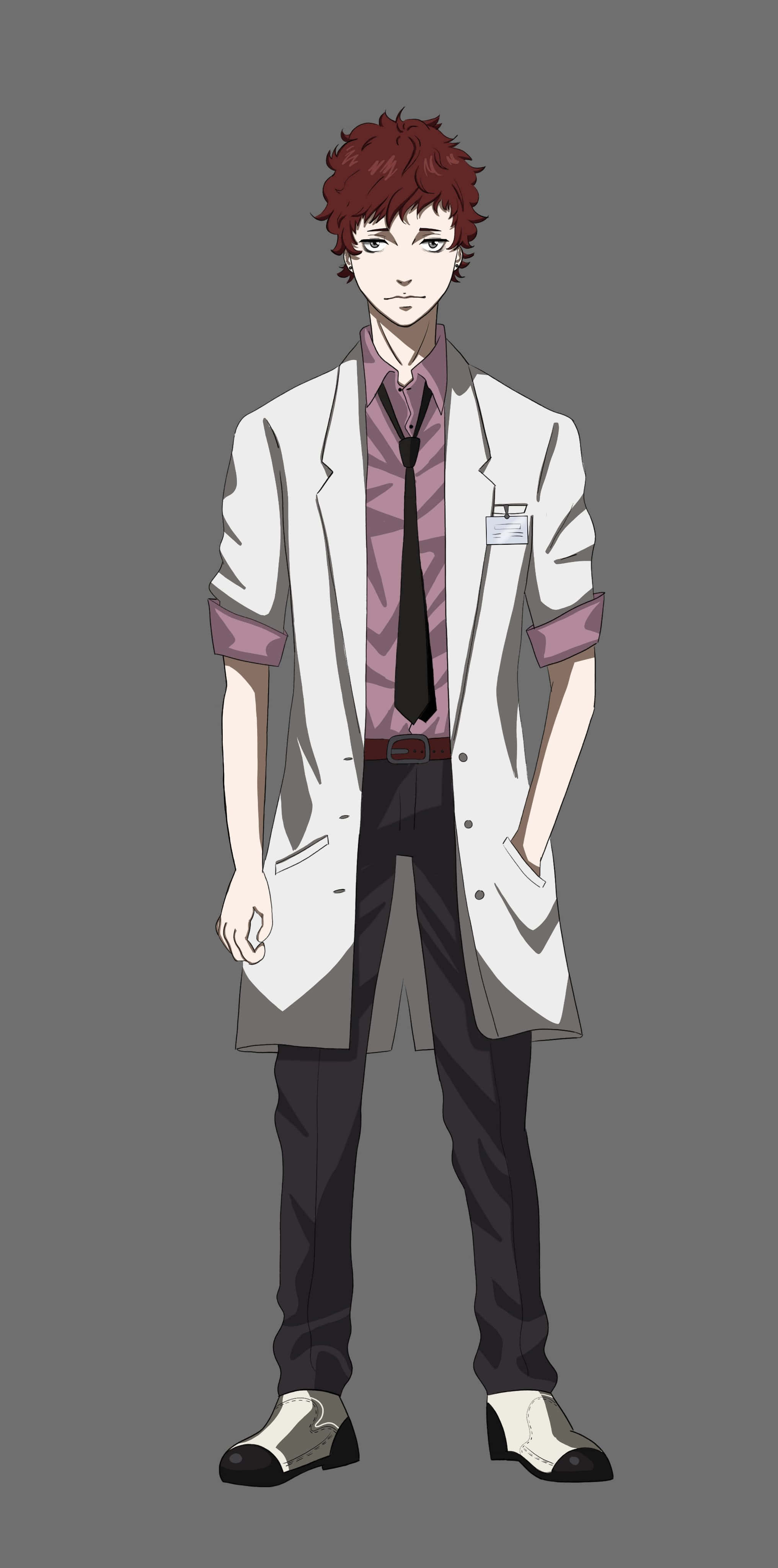 Sho Hinakawa, red hair, white lab coat, 4K Phone Wallpaper