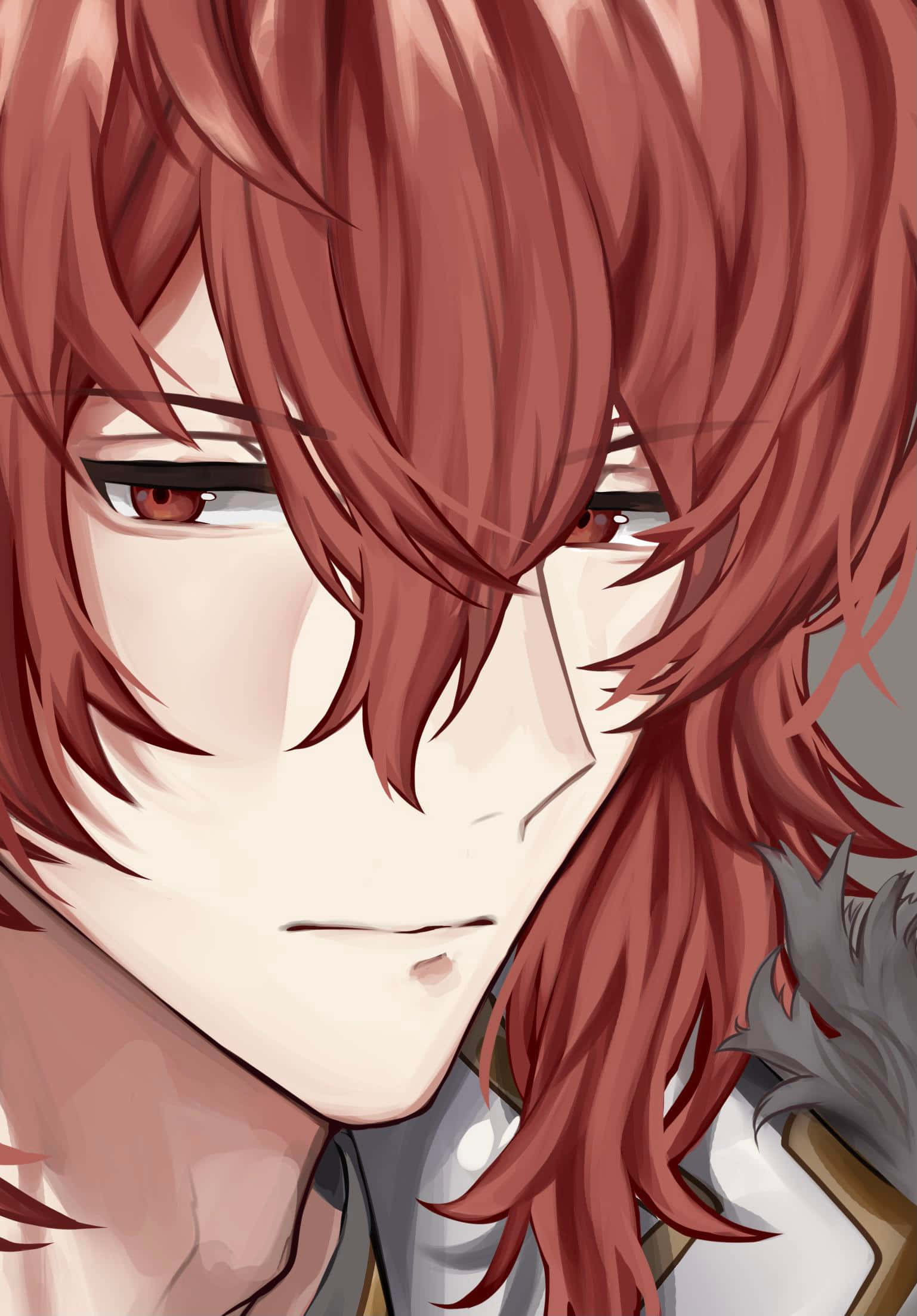 Sho Hinakawa, long red hair, intense gaze, Full HD Phone Wallpaper