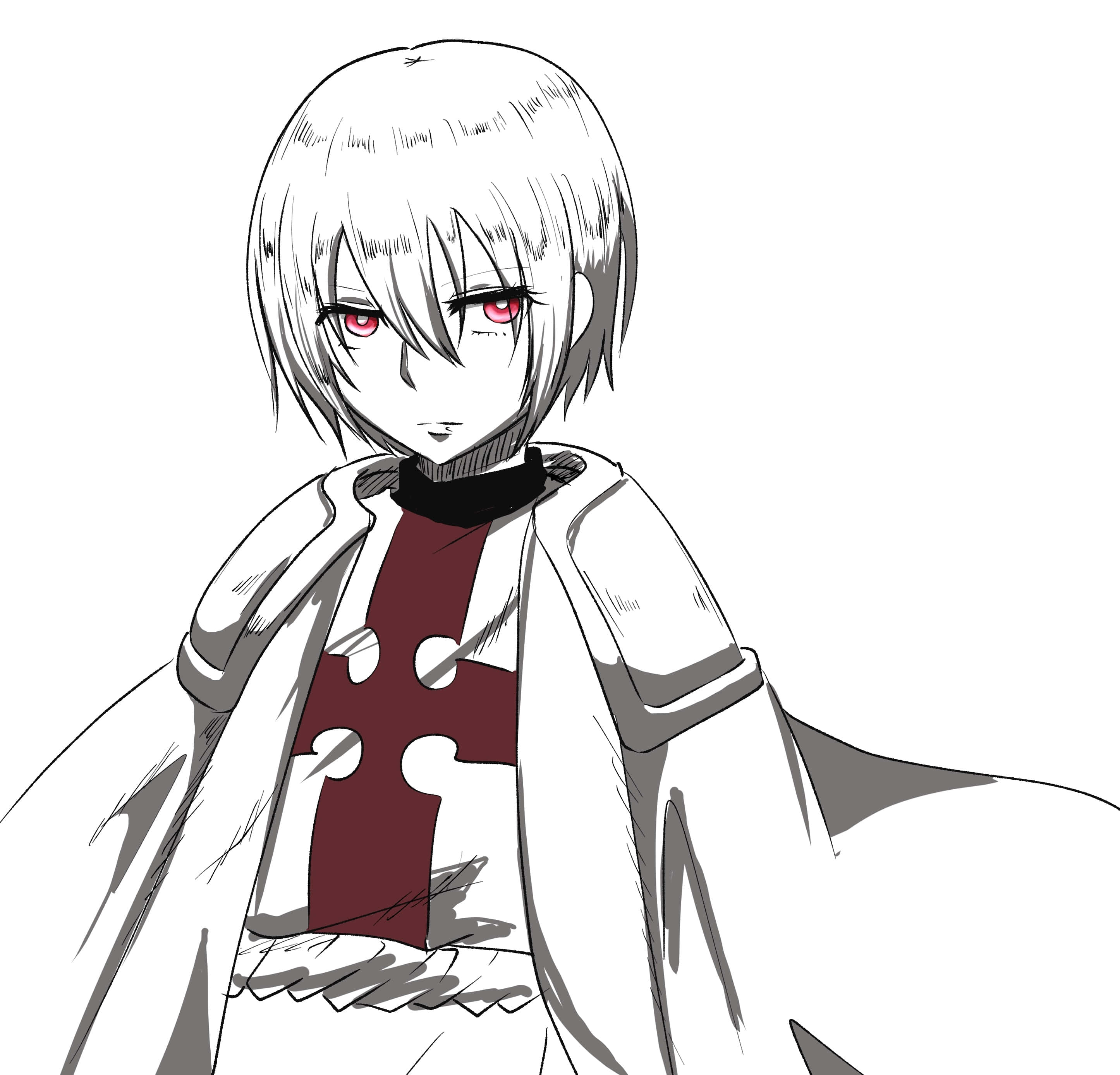 Sho Kusakabe, anime character sketch, short silver hair, 2K Desktop Wallpaper