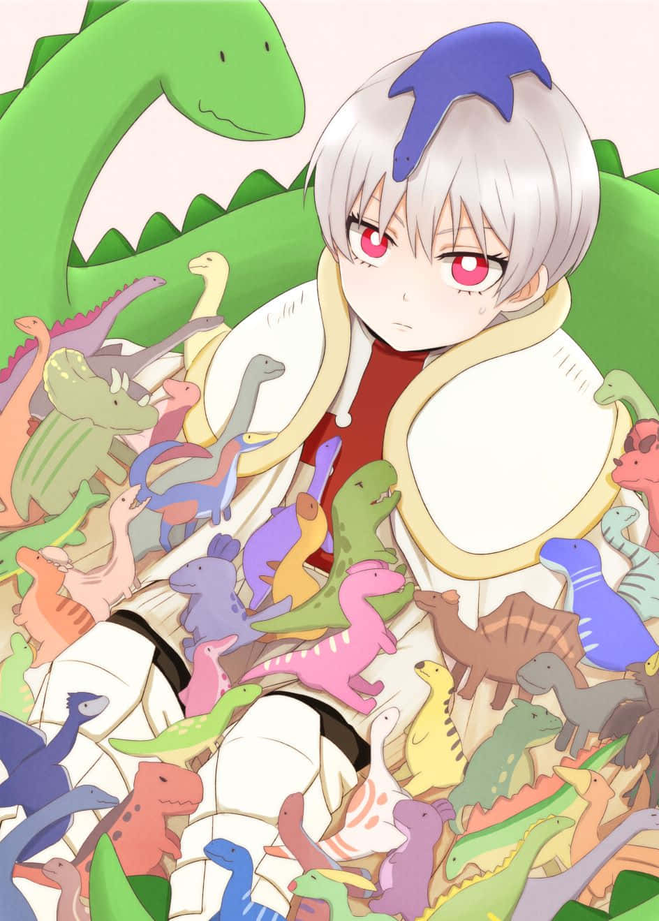 Sho Kusakabe, silver-haired anime girl, red eyes, HD Phone Wallpaper