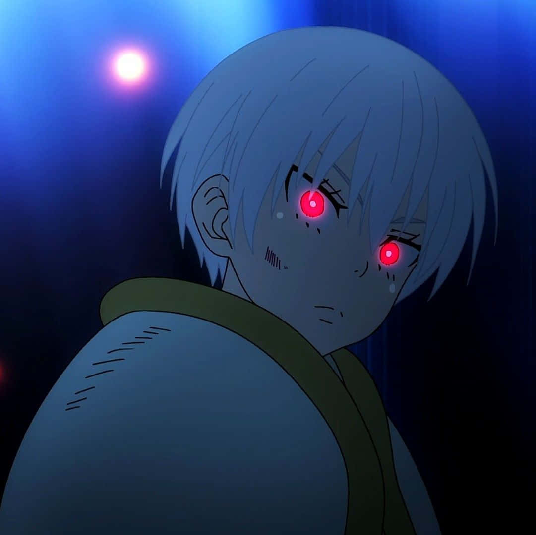 Sho Kusakabe, blue-haired, glowing red eyes, SD Desktop Wallpaper