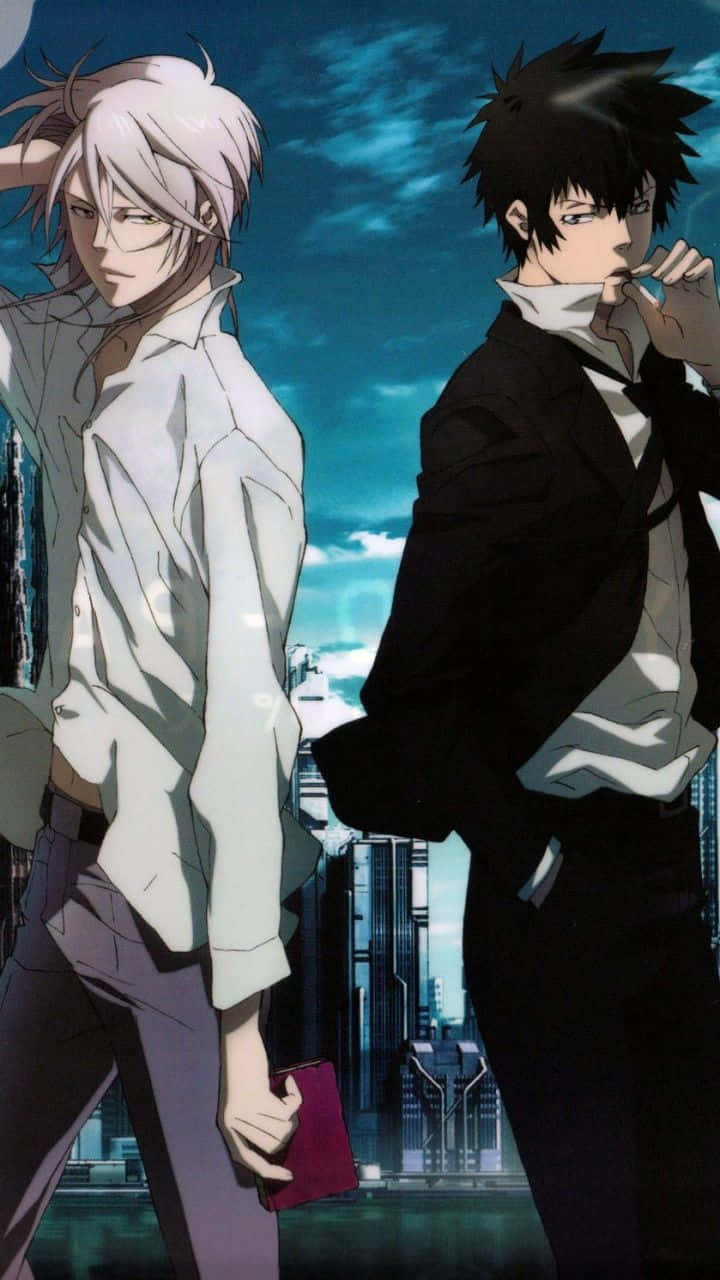 Shogo Makishima, teal sky, cityscape, HD Phone Wallpaper