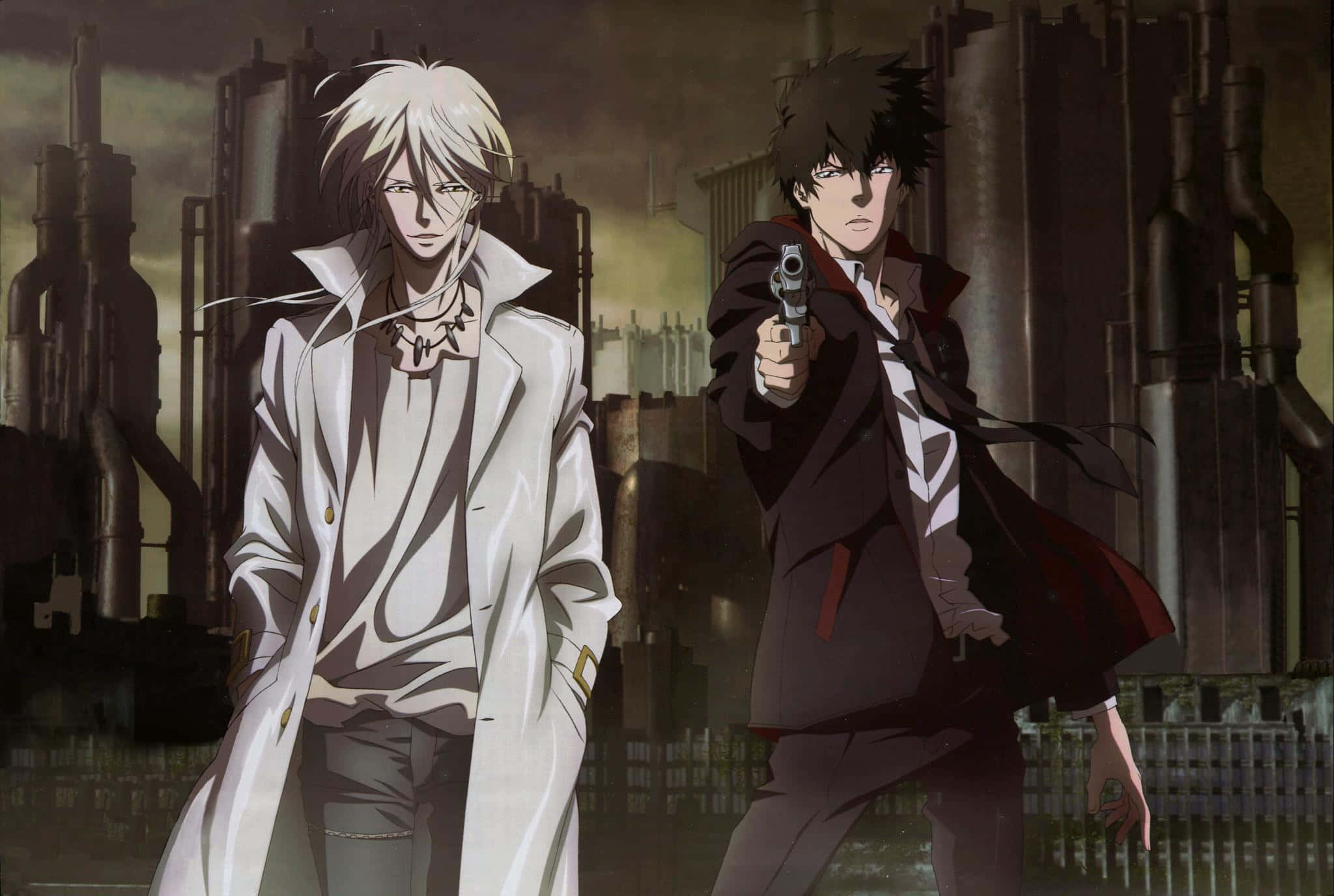 Shogo Makishima, white coat, pistol, Full HD Desktop Wallpaper