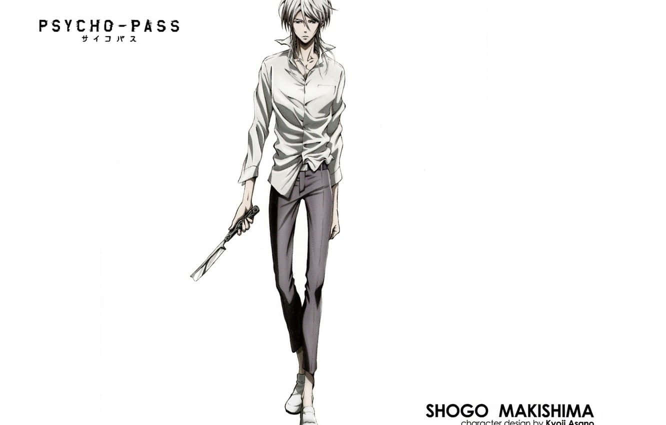 Shogo Makishima, silver hair, knife, HD Desktop Wallpaper