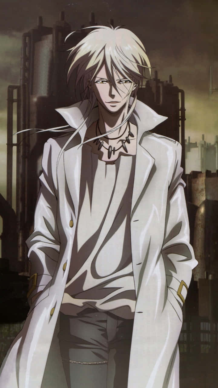 Shogo Makishima, silver-haired, white trench coat, HD Phone Wallpaper
