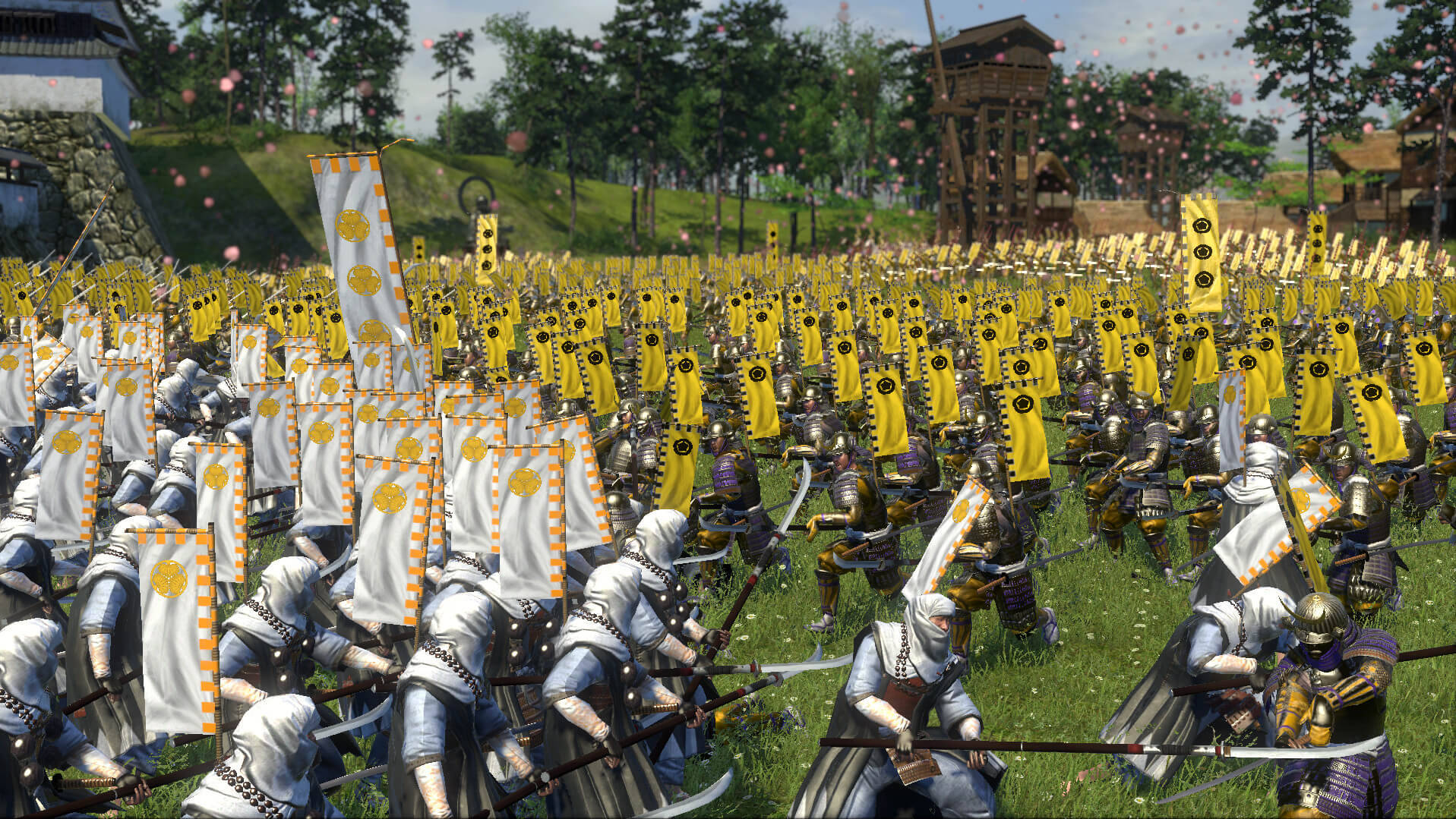 Shogun 2 Total War, yellow flags, samurai warriors, HD Desktop Wallpaper
