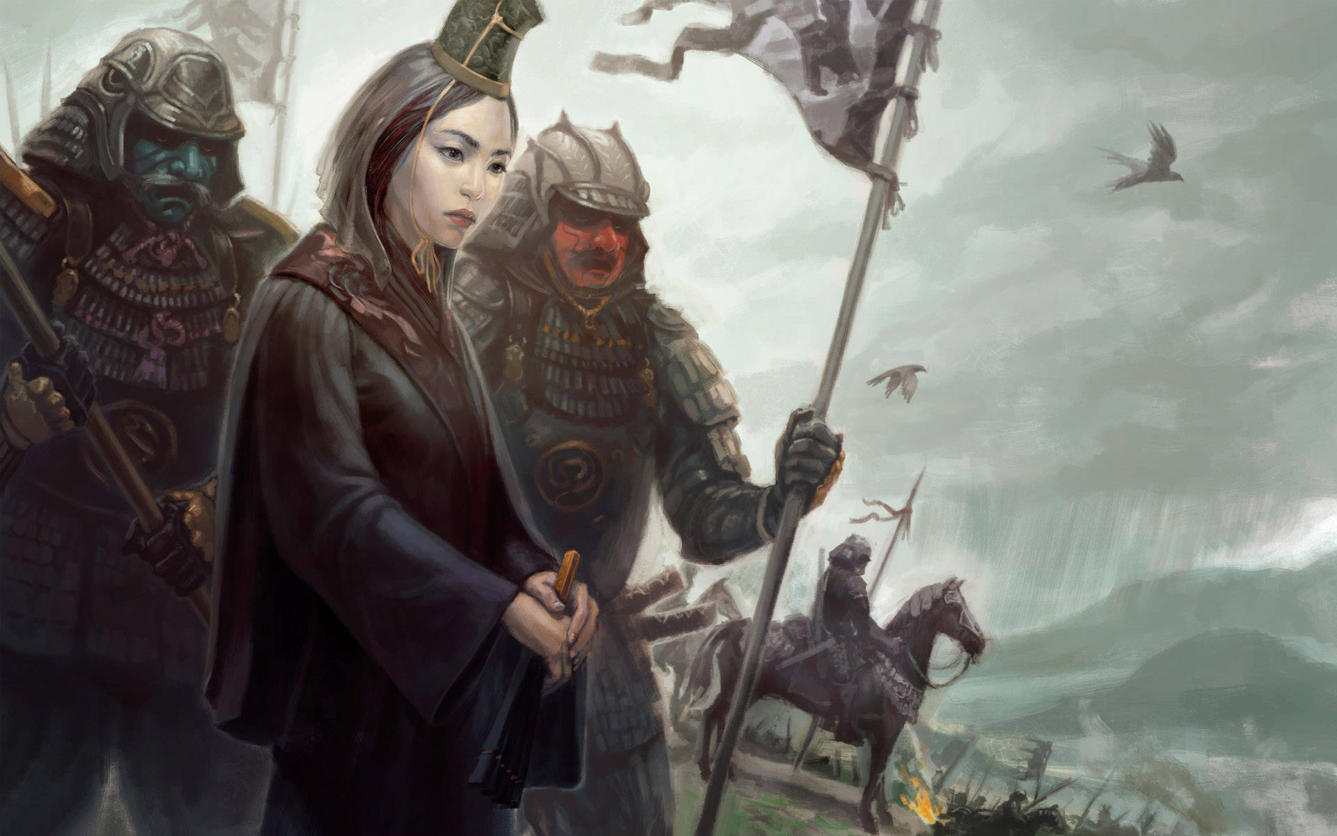 Shogun 2 Total War, samurai woman, dark robes, Full HD Desktop Wallpaper