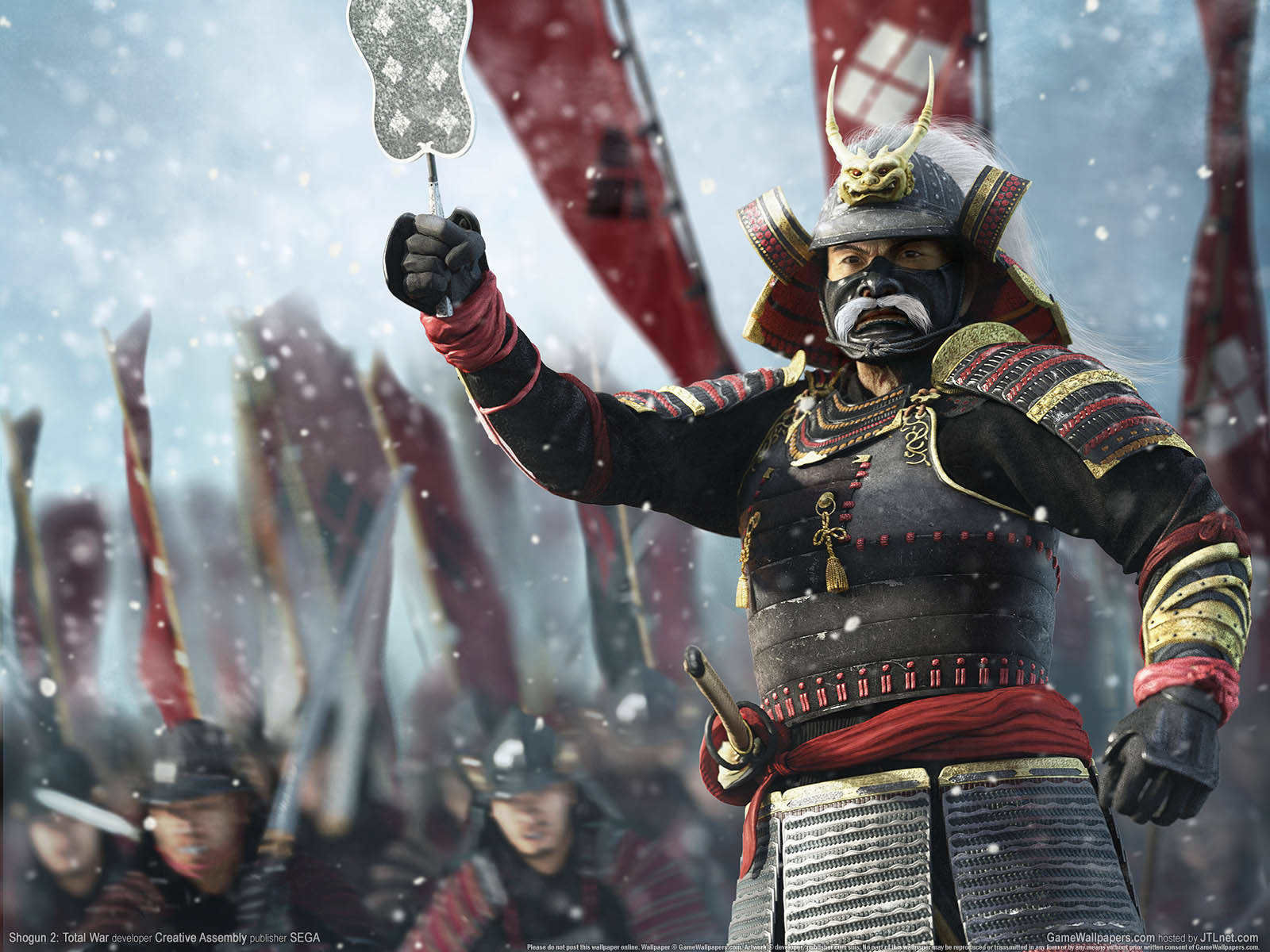 Shogun 2 Total War, samurai warrior, ornate black armor, HD Desktop Wallpaper