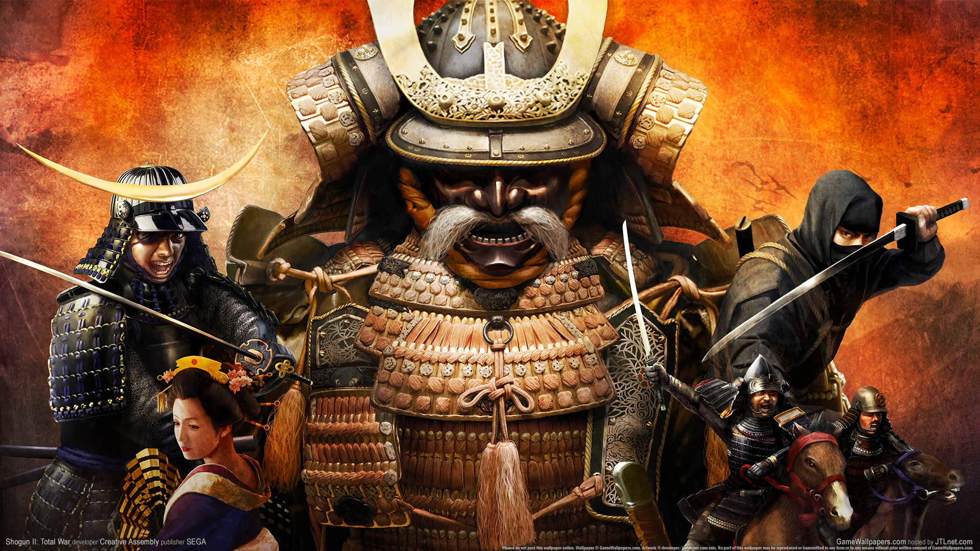 Shogun 2 Total War, samurai warrior, fierce mask, Full HD Desktop Wallpaper