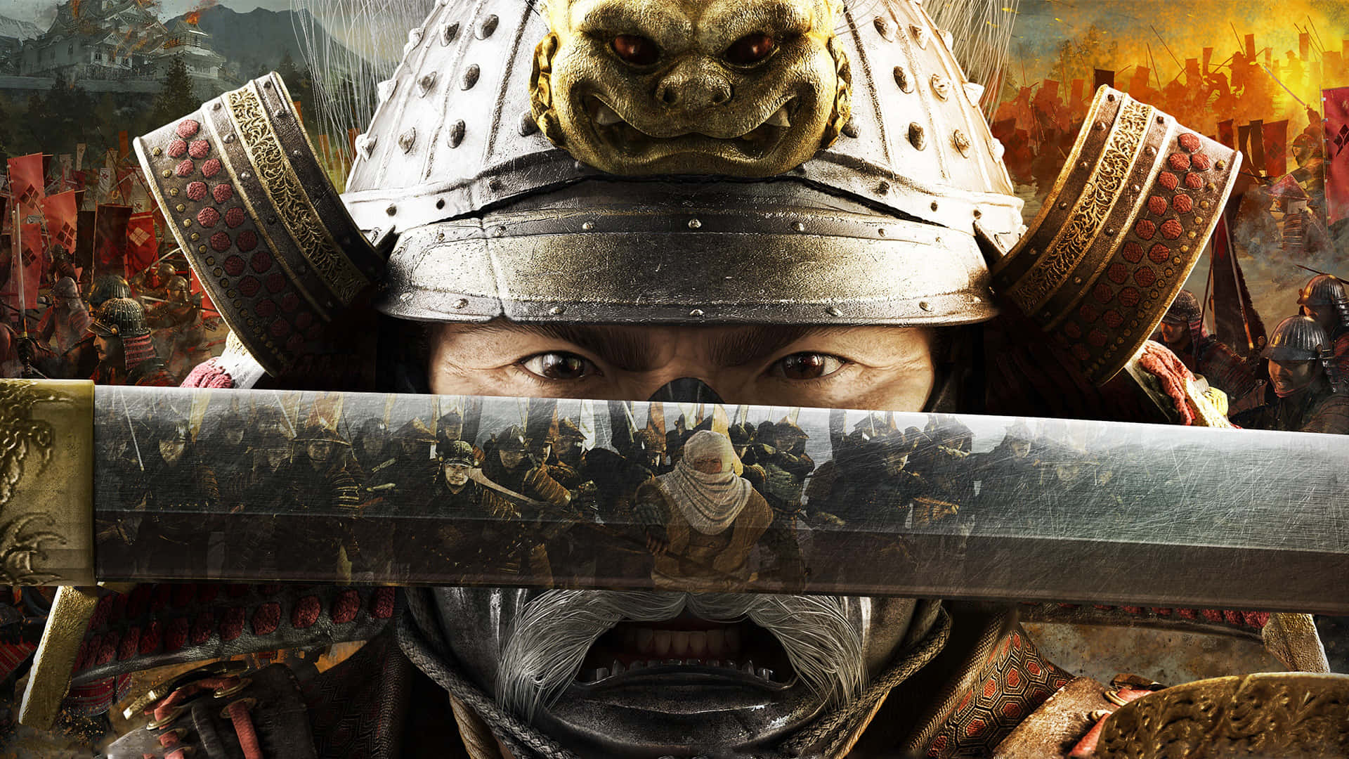 Shogun Total War, samurai warrior, ornate armor, Full HD Desktop Wallpaper