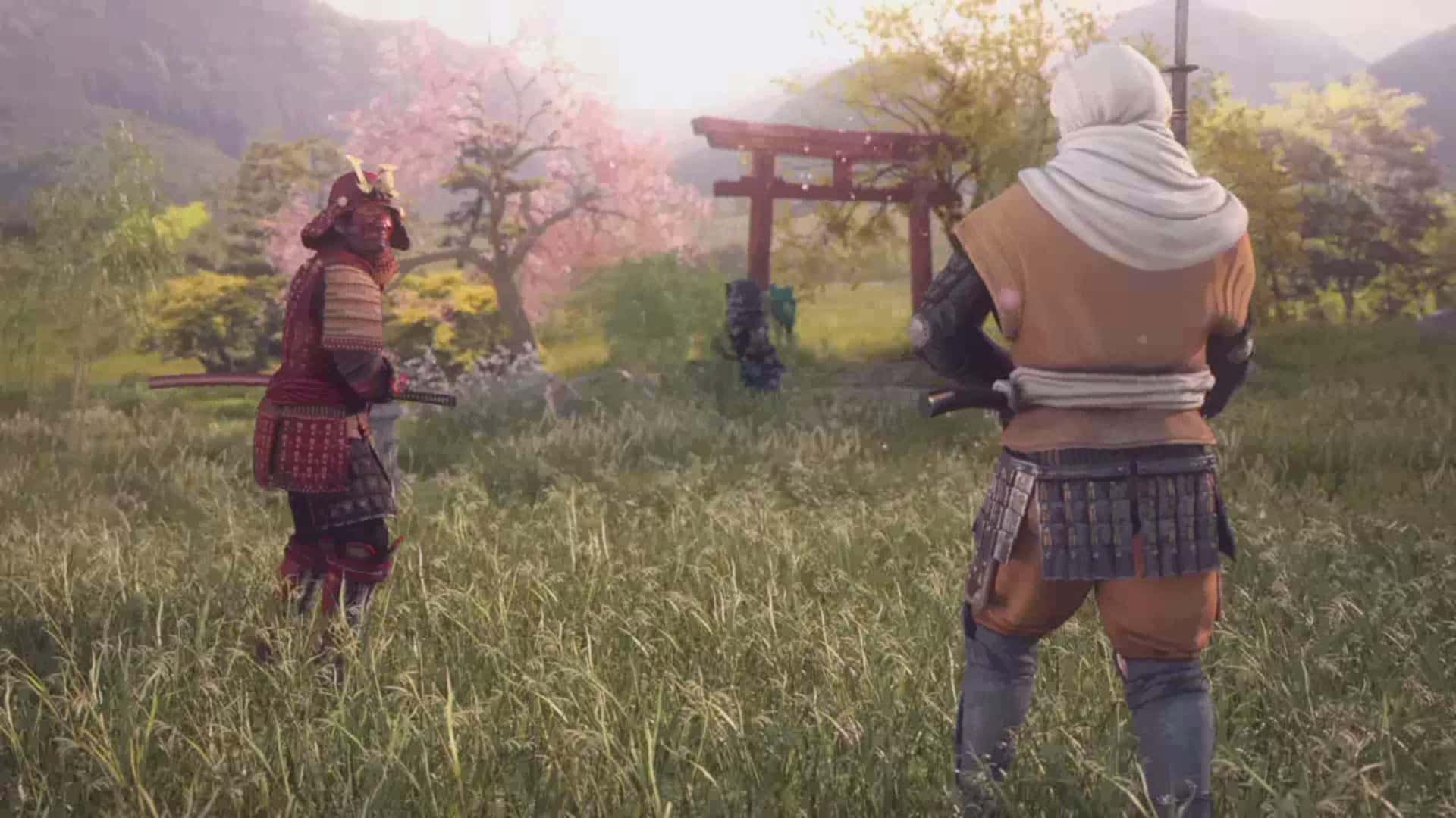 Shogun Total War, wooden torii gate, cherry blossoms, Full HD Desktop Wallpaper