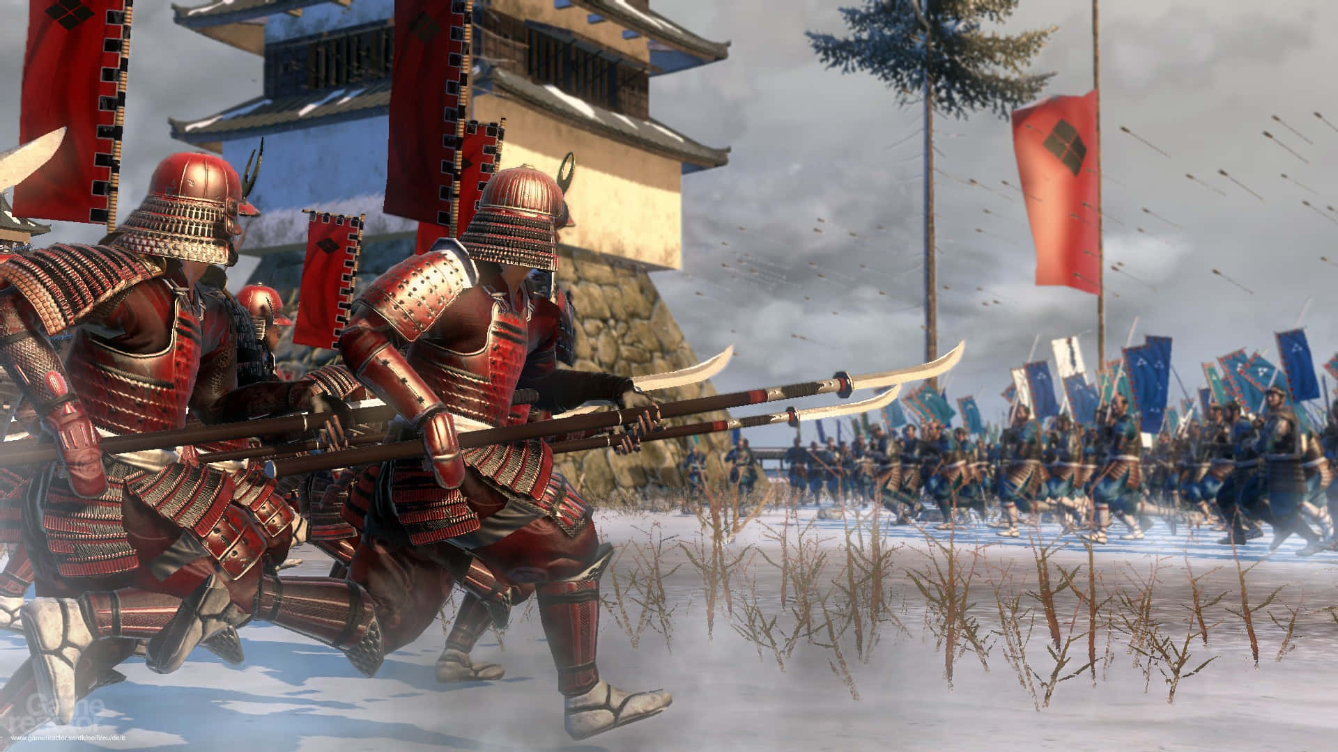 Shogun Total War, samurai warriors, red armor, Full HD Desktop Wallpaper