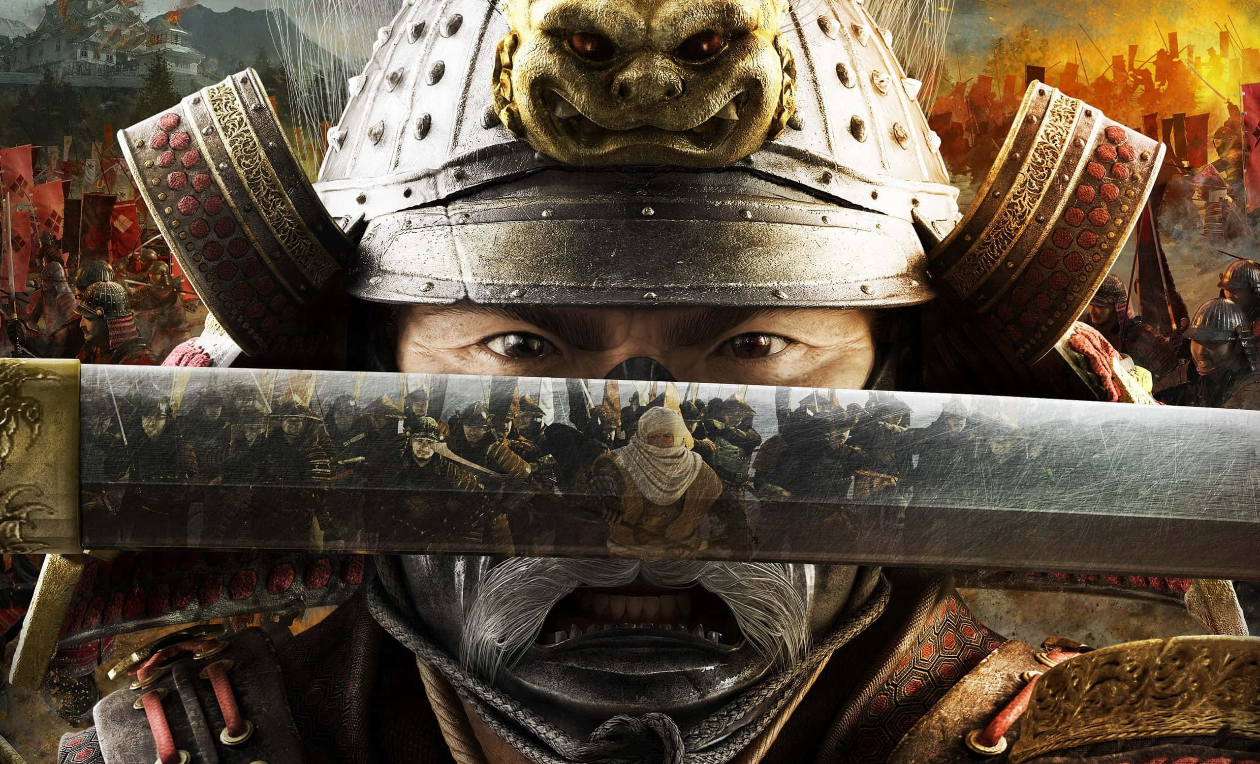 Shogun, samurai warrior, ornate armor, 2K Desktop Wallpaper