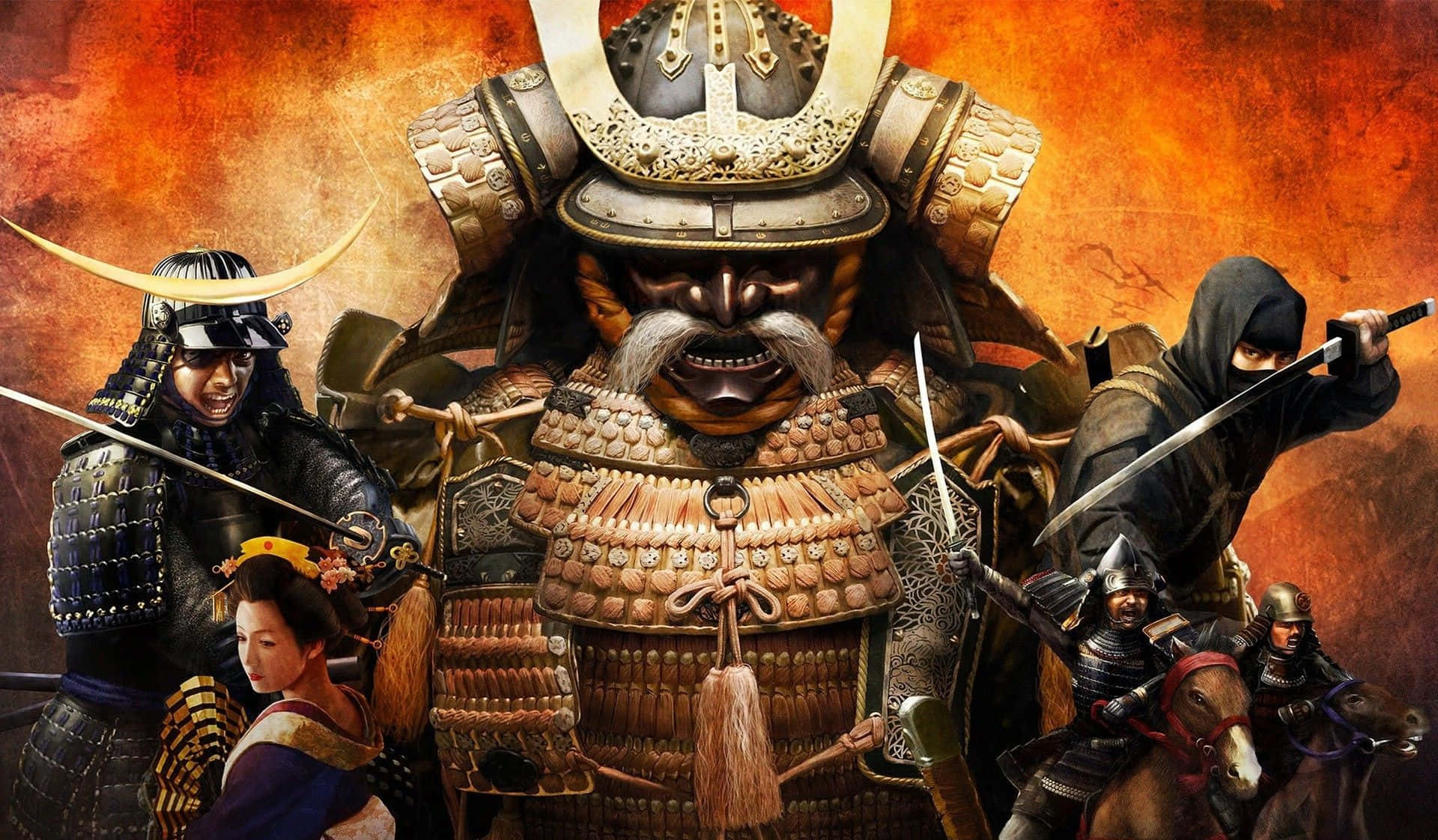 Shogun, samurai warrior, ornate armor, Full HD Desktop Wallpaper