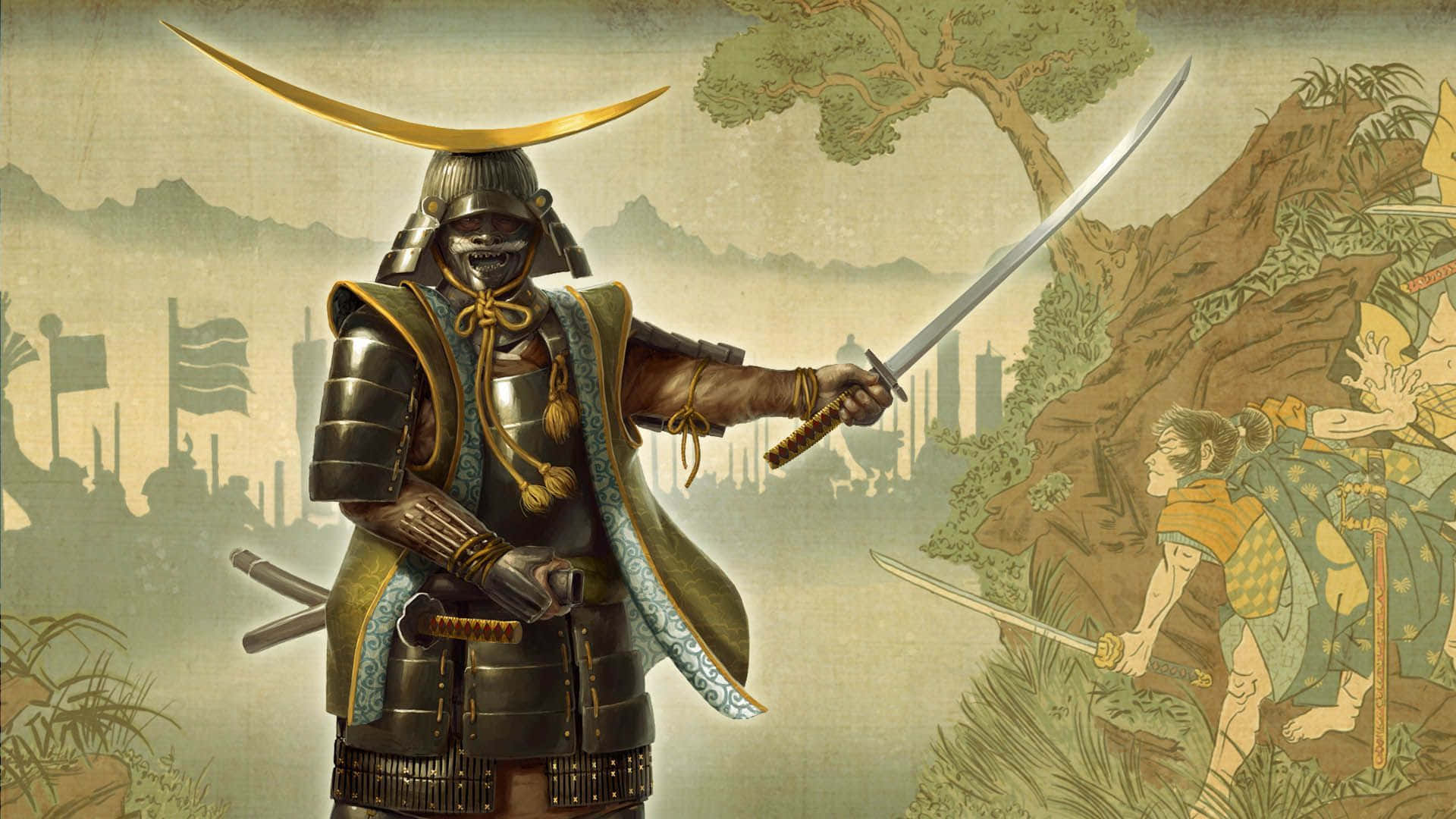 Shogun, samurai warrior, ornate armor, Full HD Desktop Wallpaper