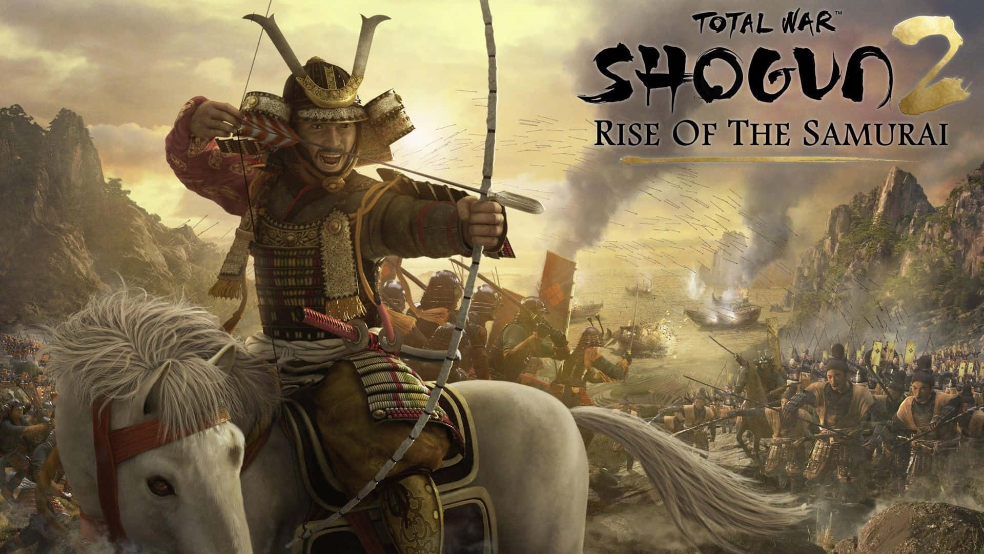 Shogun, samurai warrior, white horse, Full HD Desktop Wallpaper