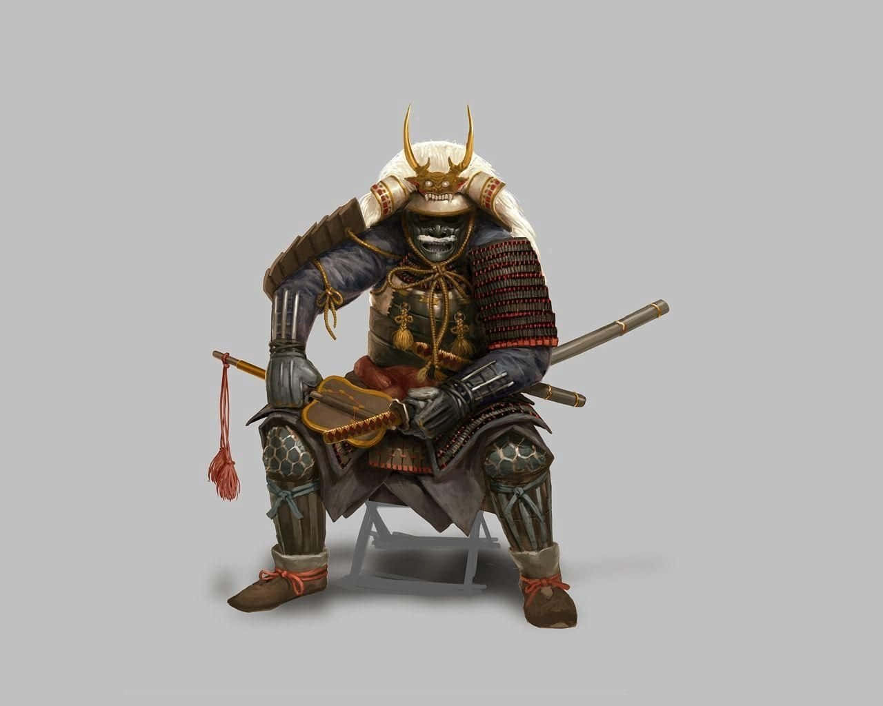 Shogun, samurai warrior, ornate armor, HD Desktop Wallpaper