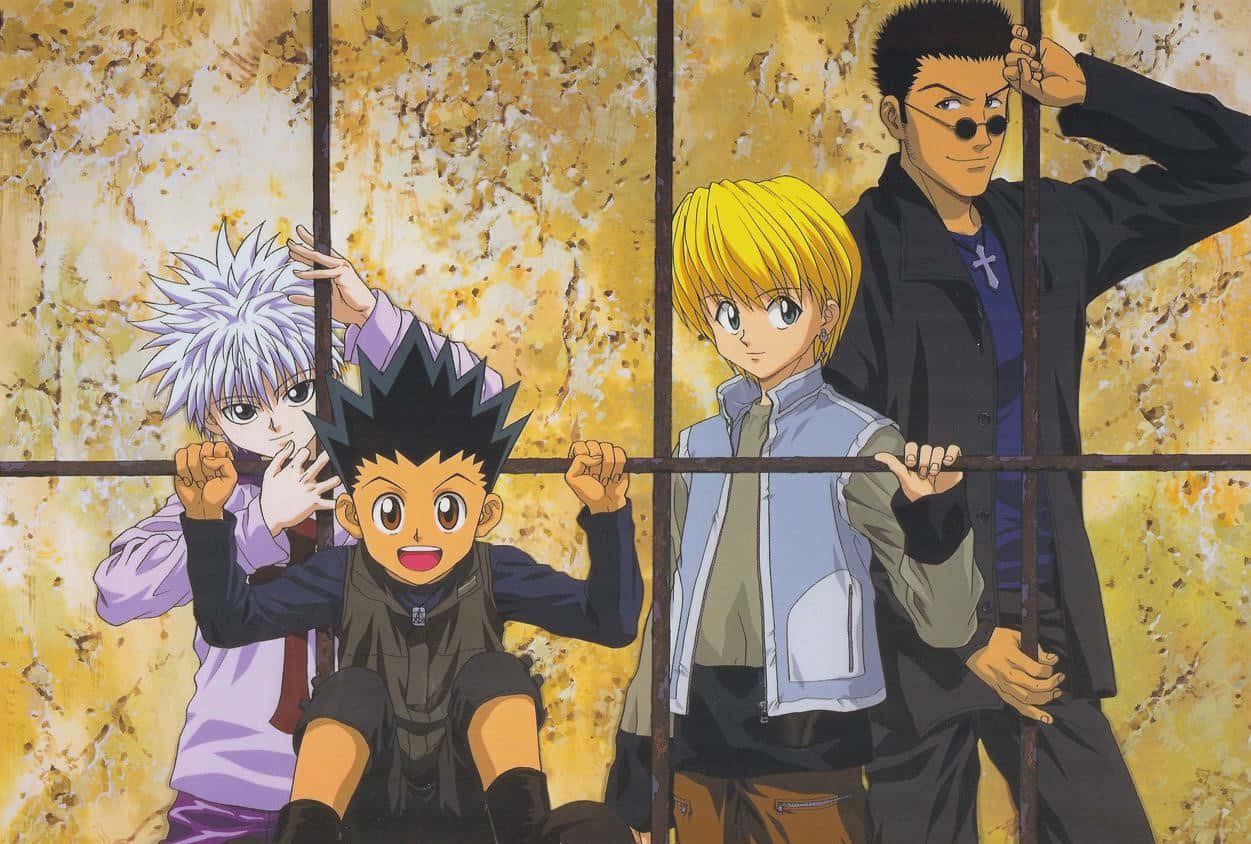 Shonen Anime, prison bars, textured golden wall, SD Desktop Wallpaper