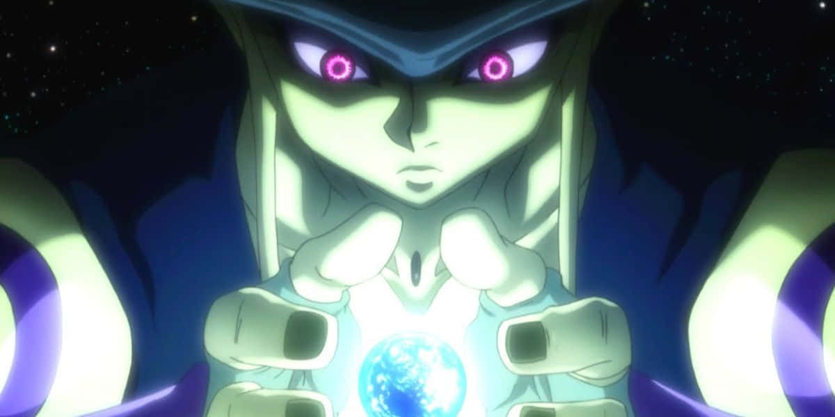 shonen anime, glowing pink eyes, glowing blue orb, SD Desktop Wallpaper