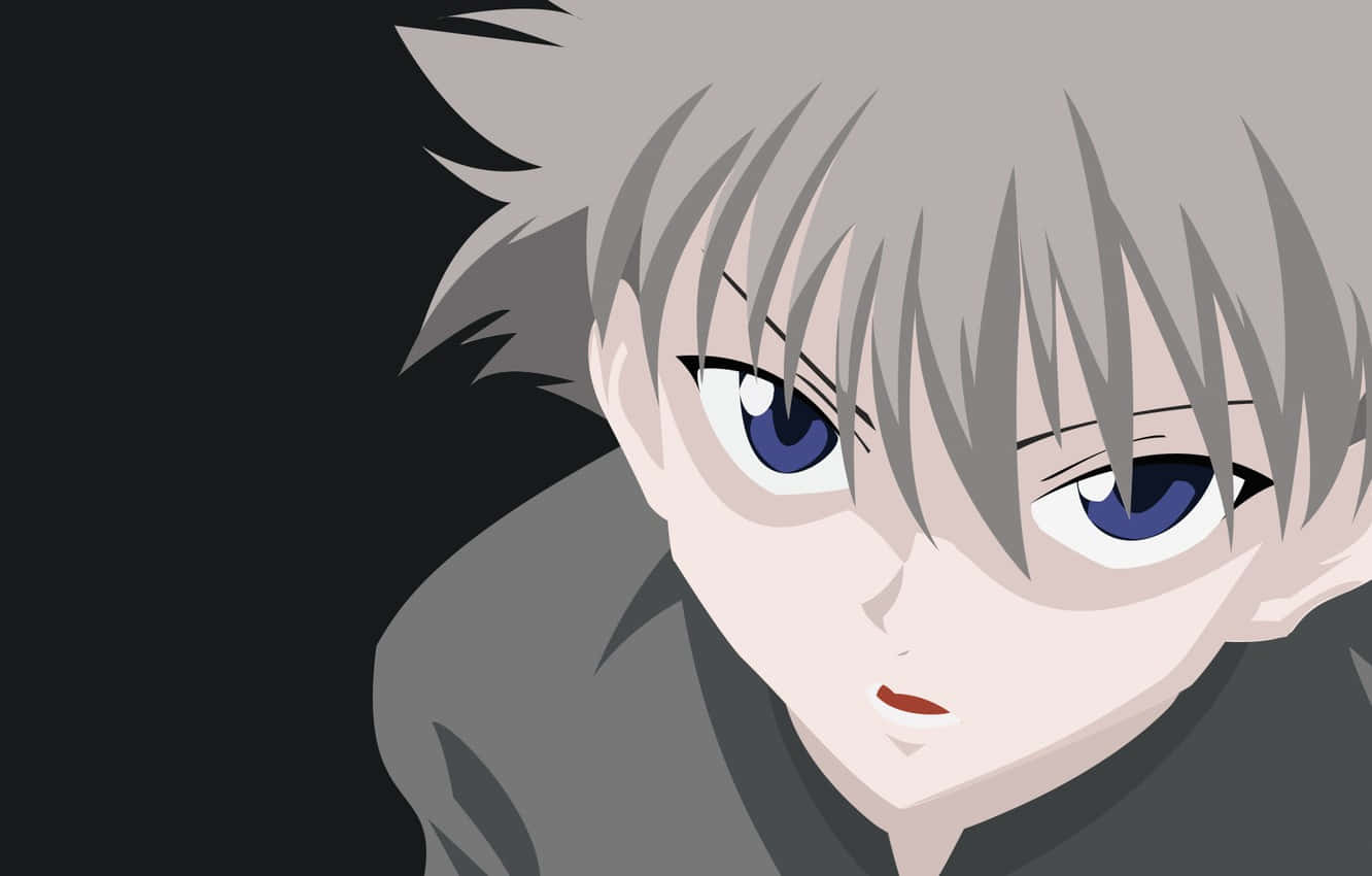 shonen anime, spiky gray hair, intense blue eyes, HD Desktop Wallpaper