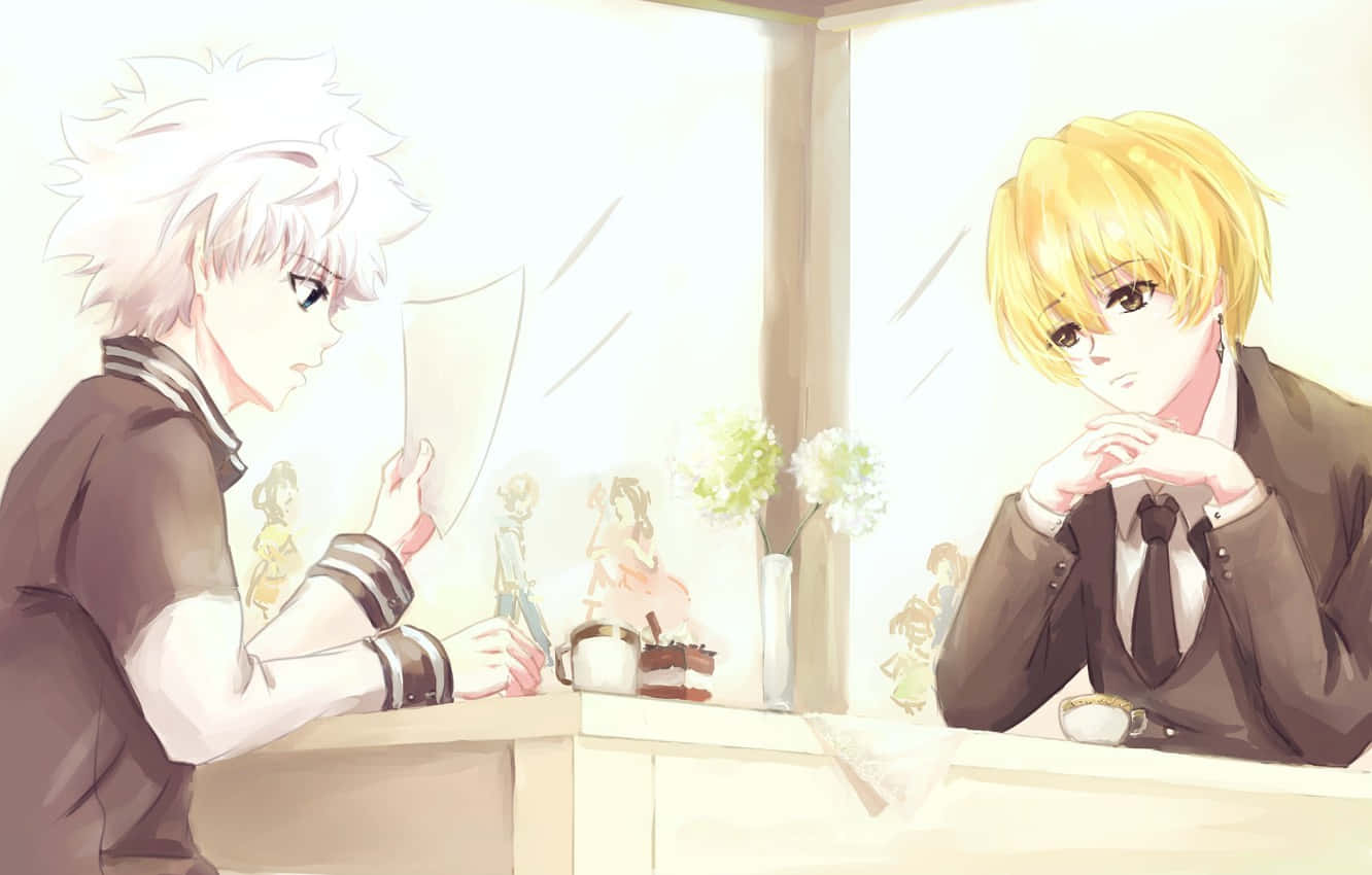 Shonen Anime, cafe counter, white hair, HD Desktop Wallpaper