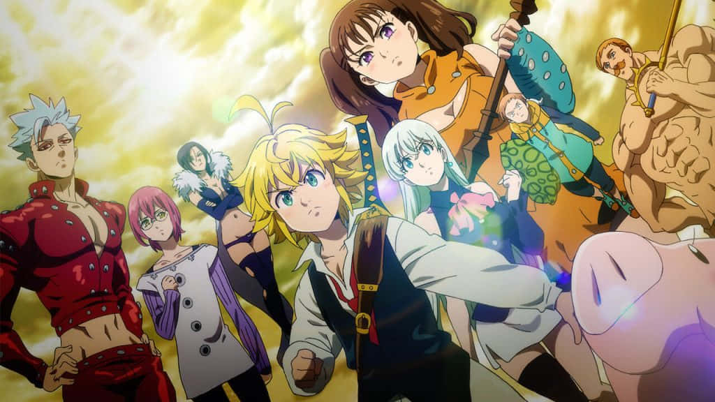 Shonen Anime, golden sky, dramatic lighting, SD Desktop Wallpaper