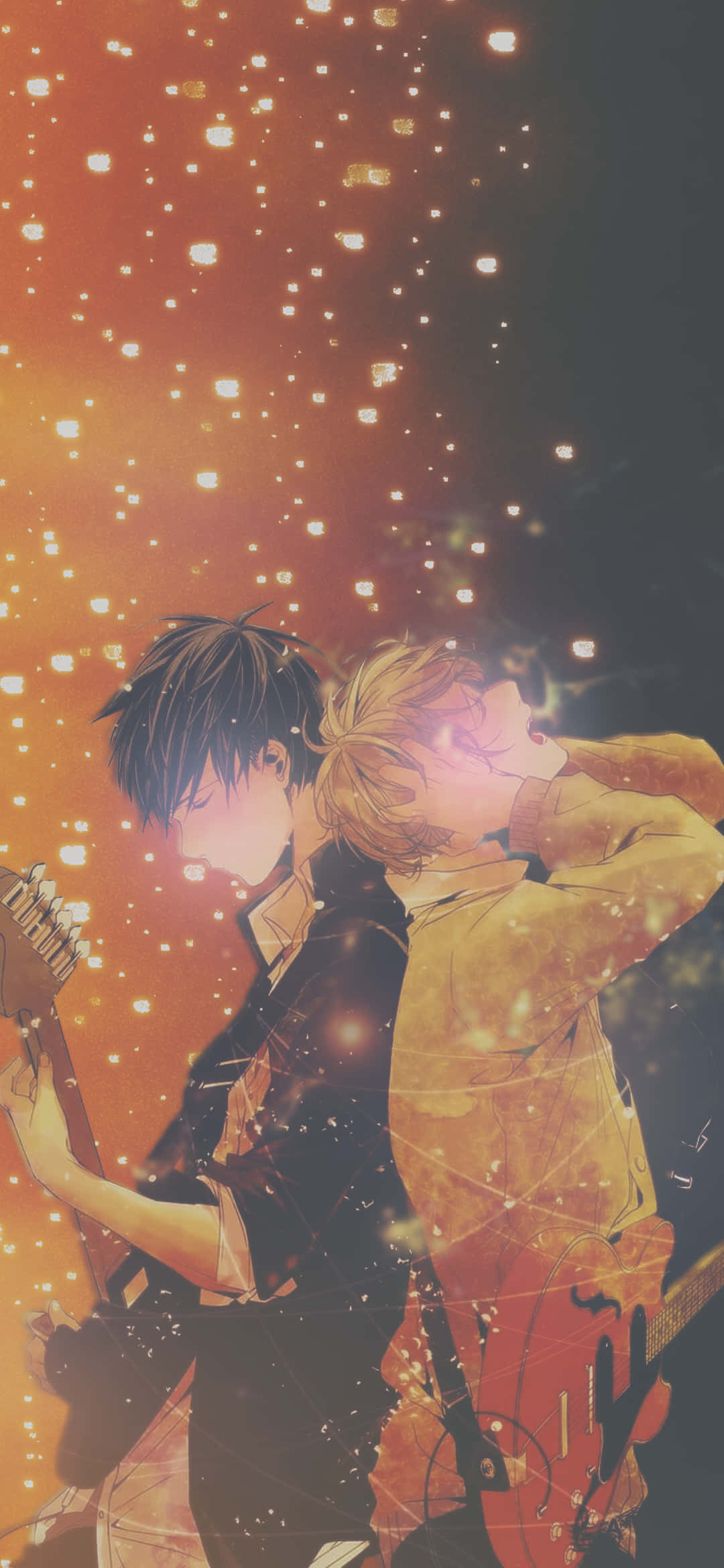 Given Anime, Black And Orange Aesthetic, glowing particles, Full HD Phone Wallpaper