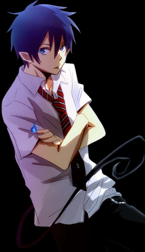 blue-haired anime boy, school uniform, glowing blue orb, SD Phone Wallpaper