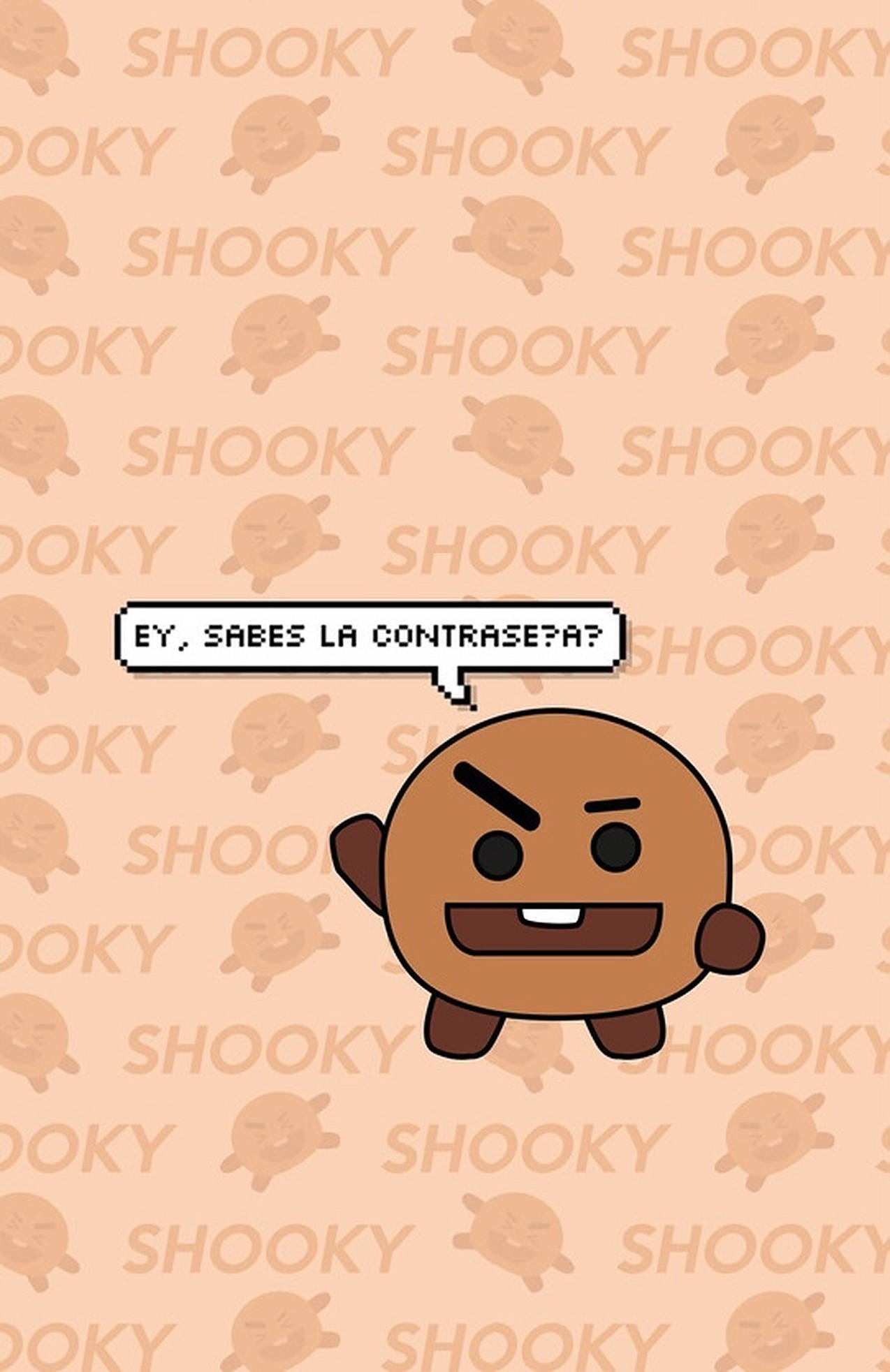 Shooky BT21, speech bubble, pixel-art cookie character, Full HD Phone Wallpaper