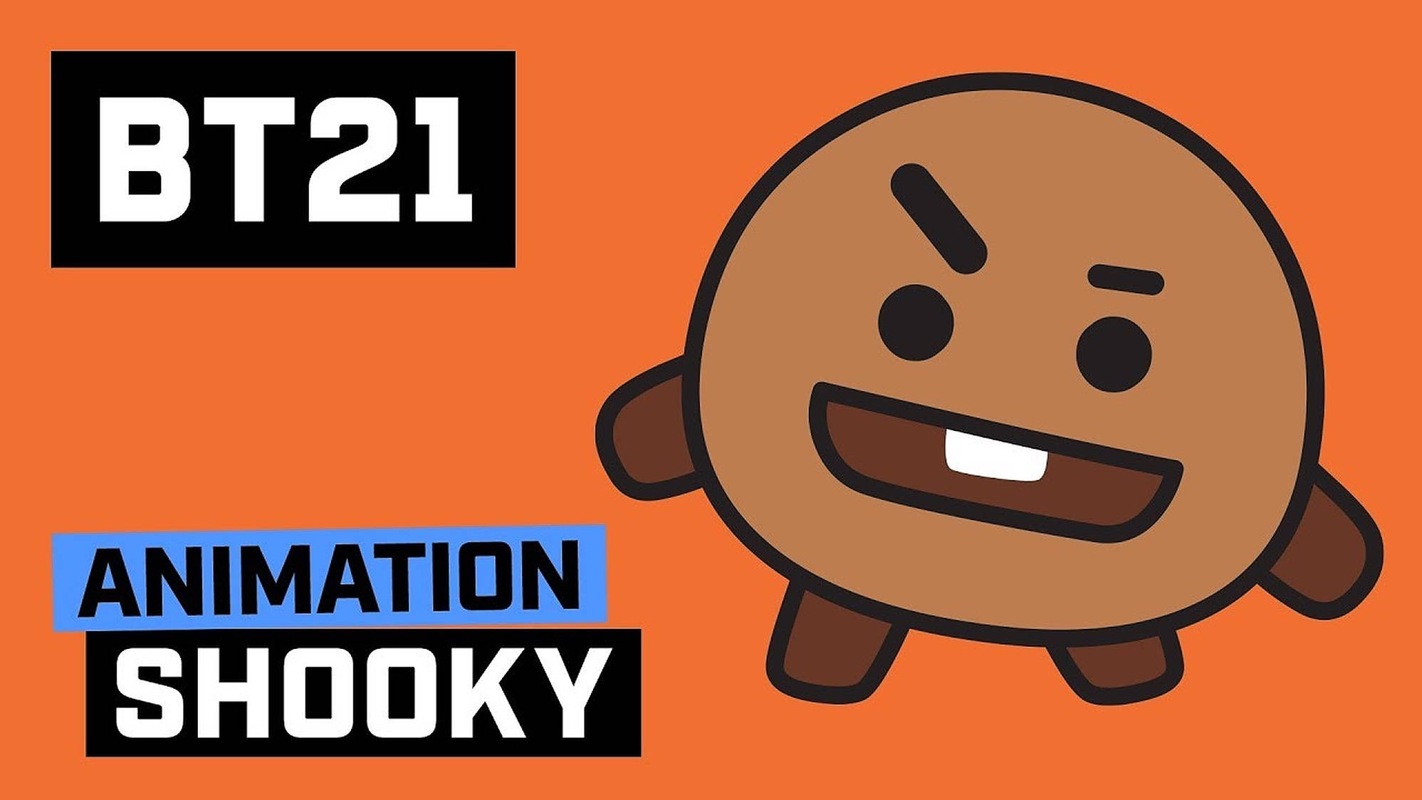 Shooky BT21, BT21, orange background, Full HD Desktop Wallpaper
