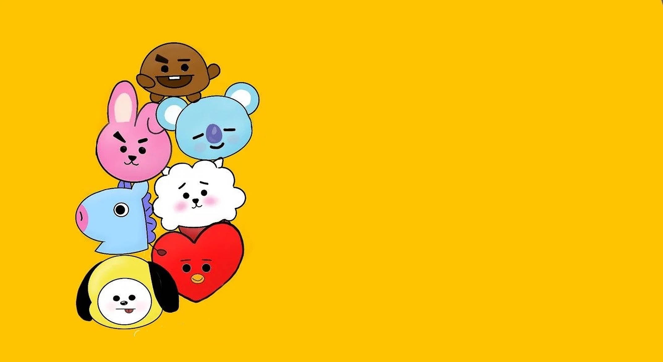 Shooky BT21, BT21, yellow background, Full HD Desktop Wallpaper