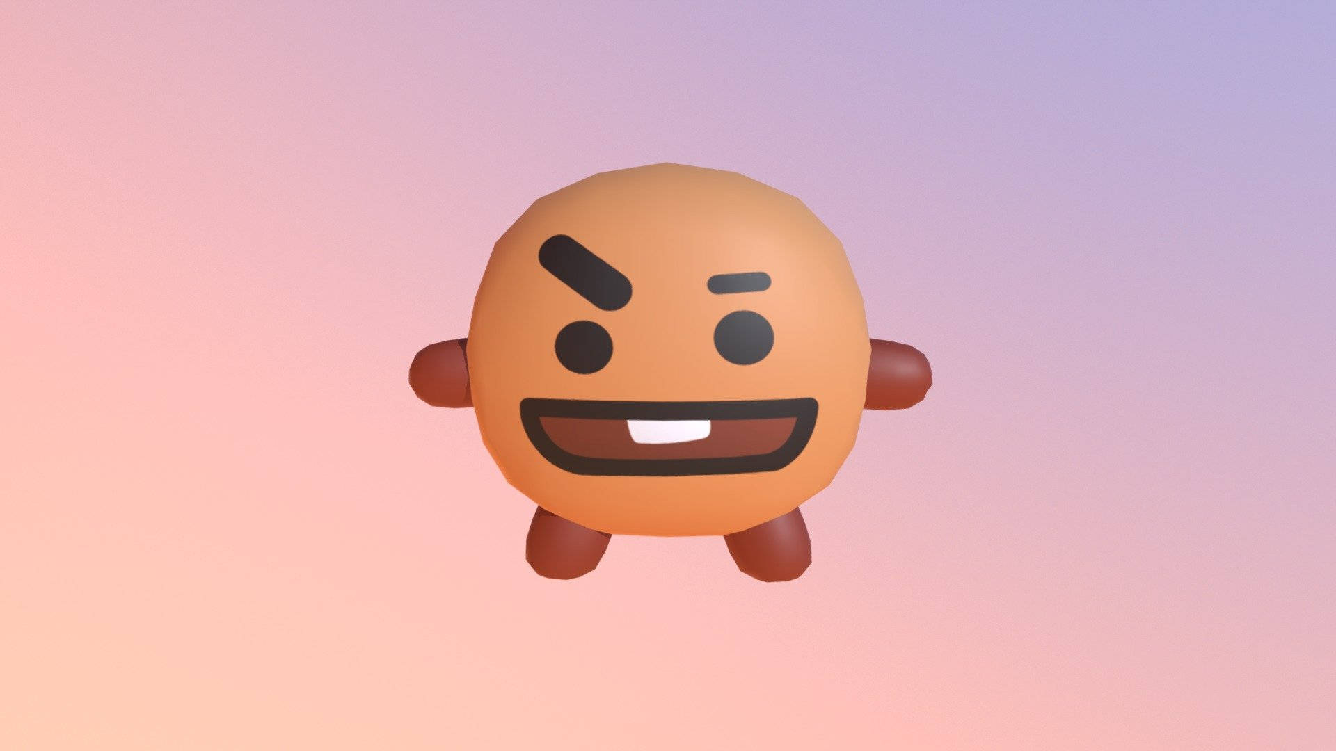 Shooky BT21, orange cartoon character, wide grin, Full HD Desktop Wallpaper