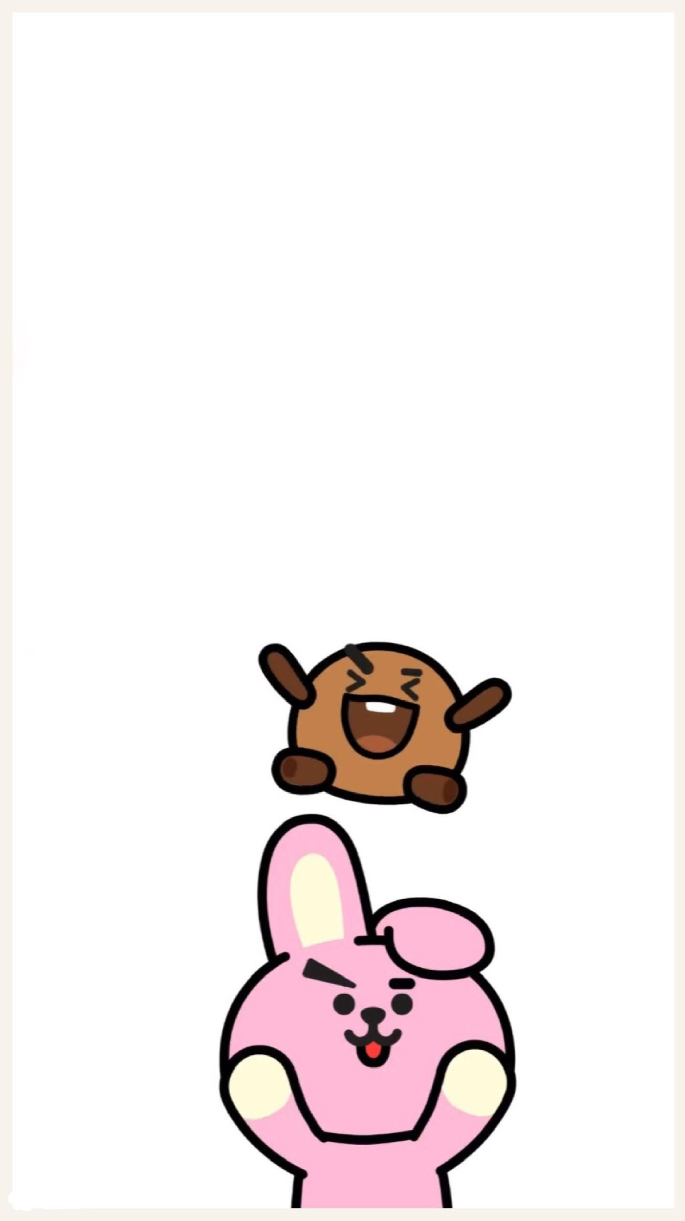 Shooky BT21, pink cartoon rabbit, mischievous grin, Full HD Phone Wallpaper