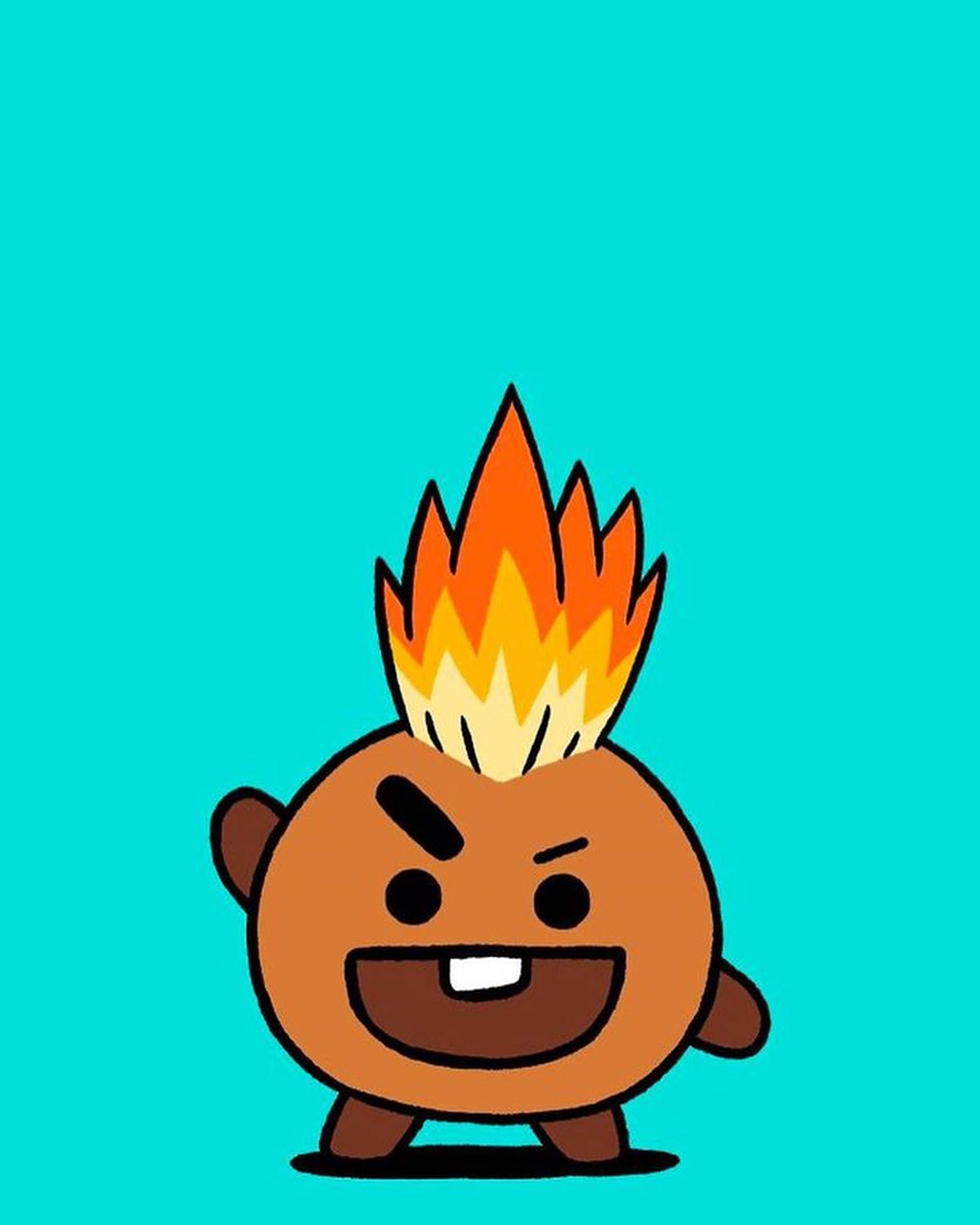 Shooky BT21, fiery mohawk, angry expression, Full HD Phone Wallpaper