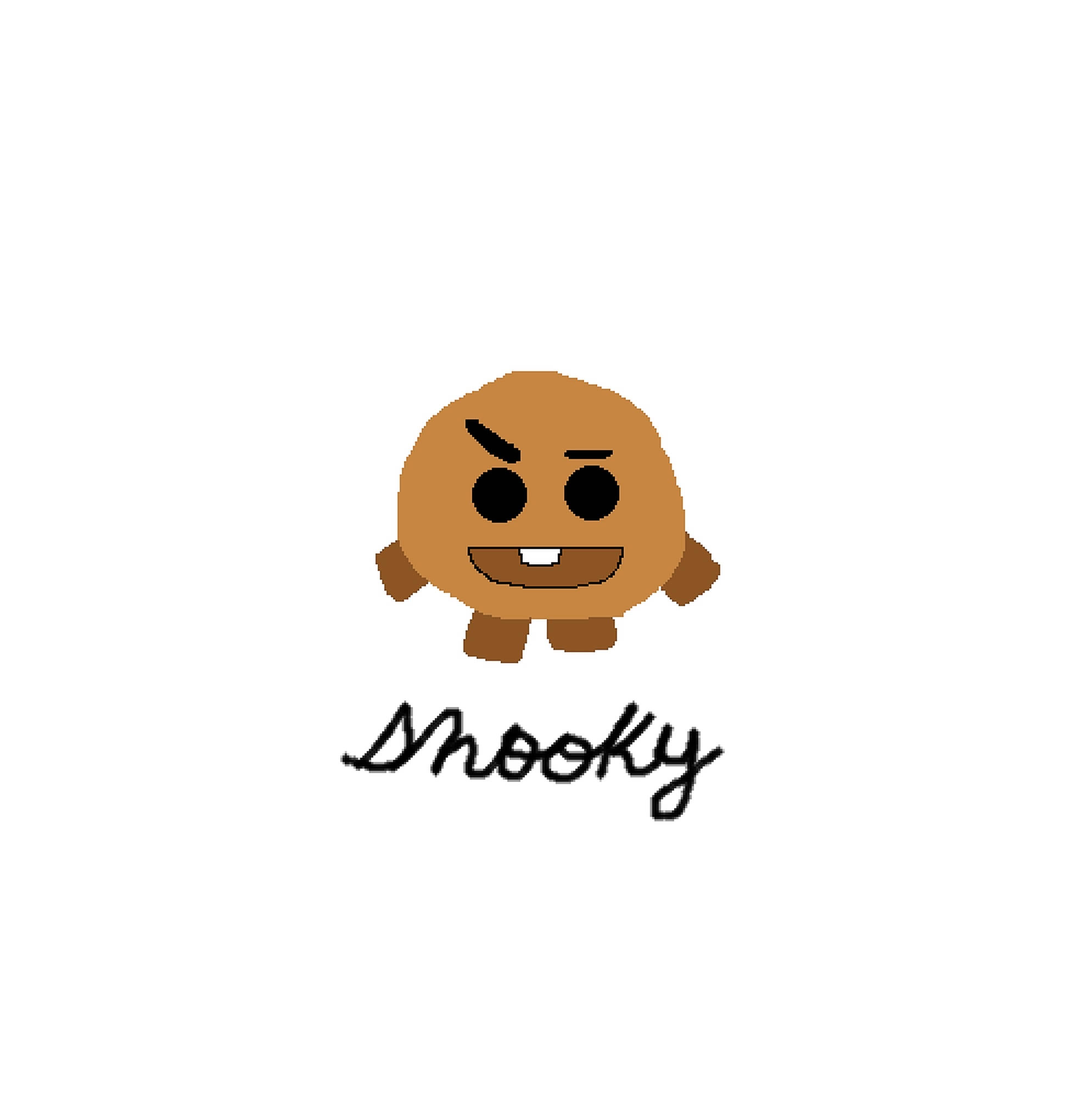 Shooky BT21, pixelated, brown cookie character, Full HD Phone Wallpaper