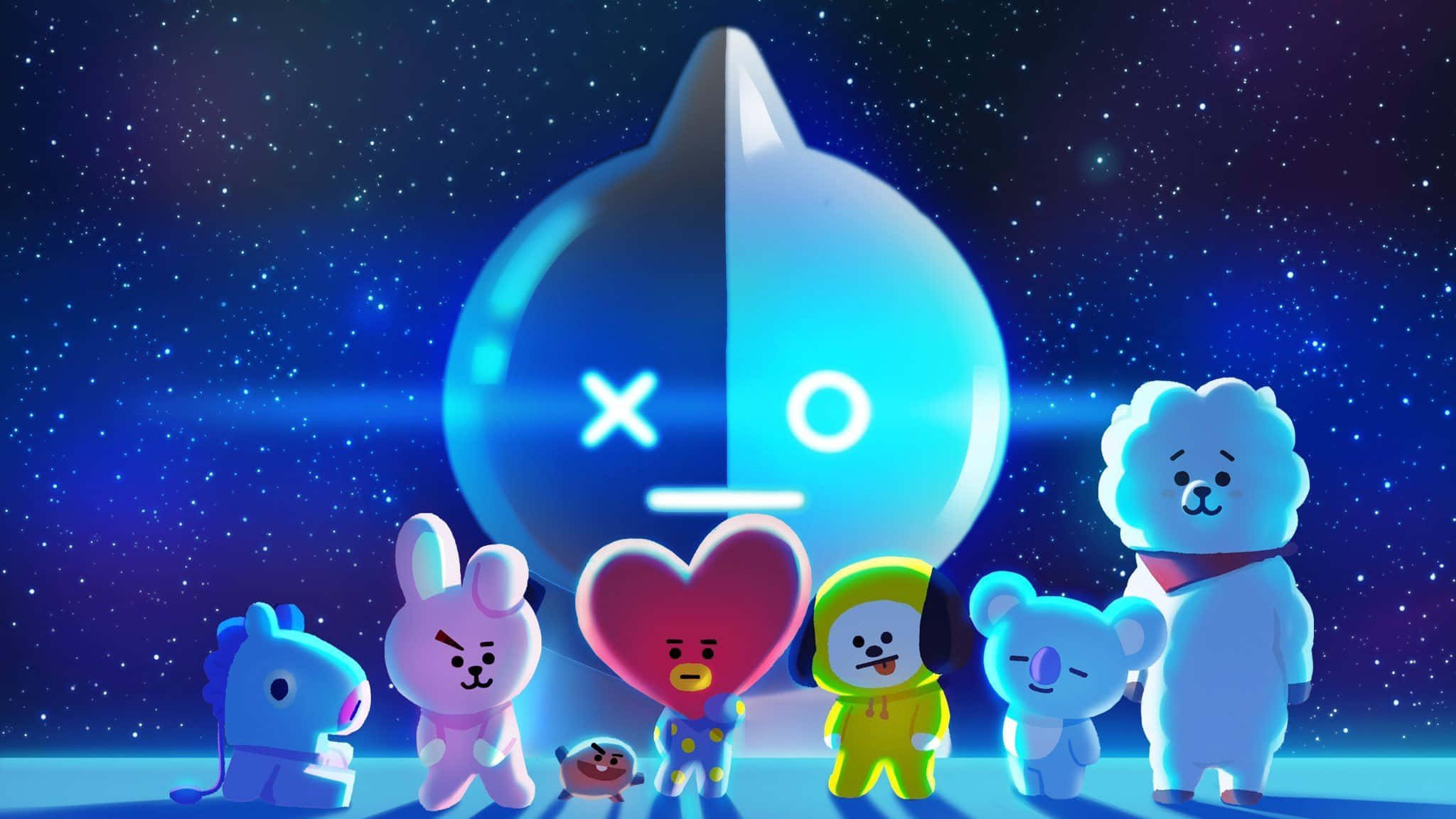 Bt21, 4K, giant glowing blue alien head, Full HD Desktop Wallpaper