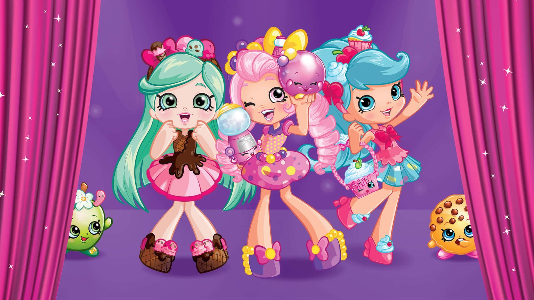 Shopkins, Girls In Theater, dessert-themed outfits, Full HD Desktop Wallpaper