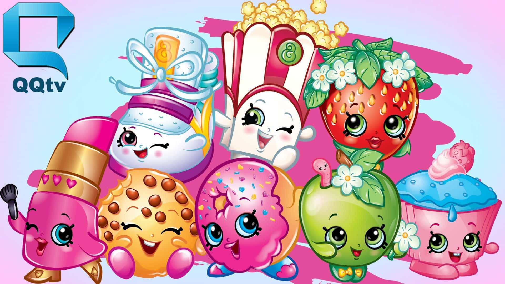 Shopkins, strawberry, cupcake, Full HD Desktop Wallpaper